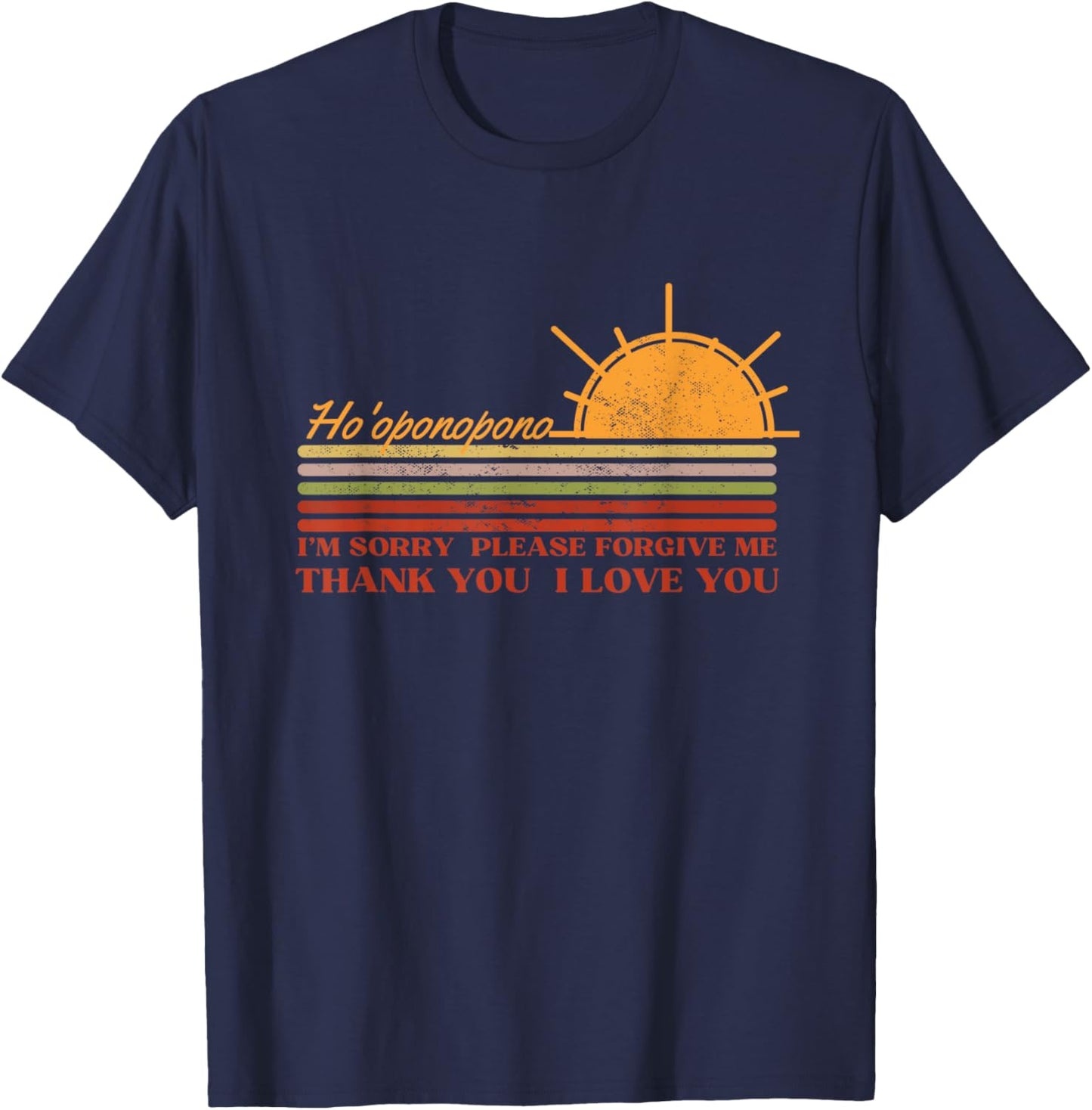 Ho'oponopono Hawaiian Prayer Meditations Yoga Sun Graphic T-Shirt - T-Shirt | Navy