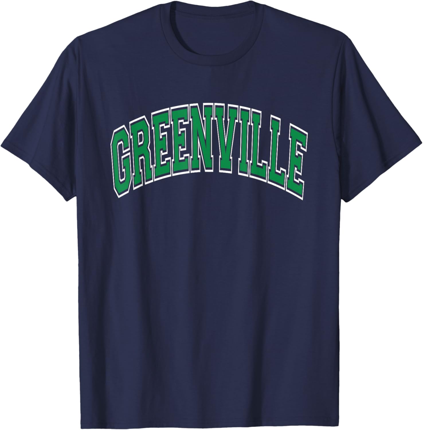 Greenville Arched Green Text T-Shirt - T-Shirt | Navy