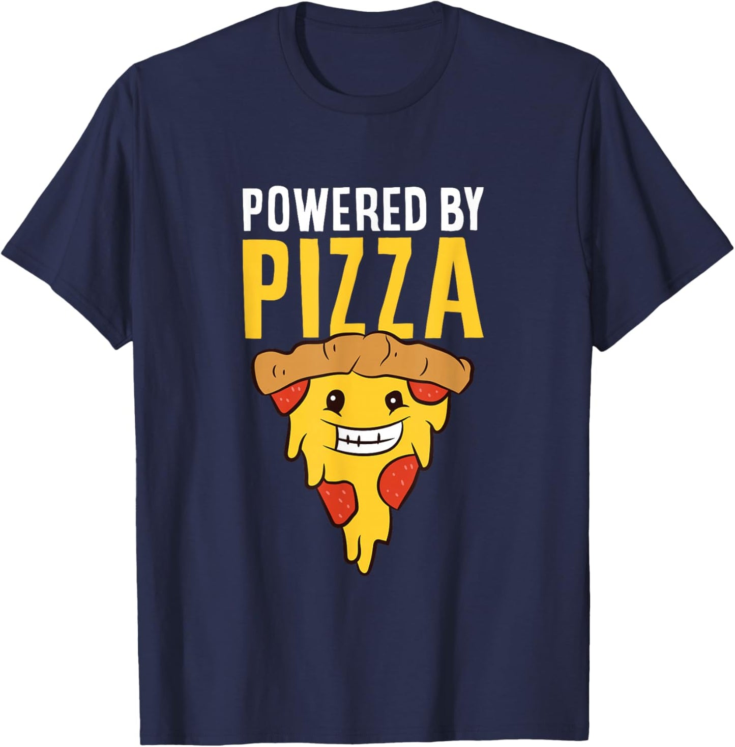 Powered By Pizza Love Pizzas T-Shirt - T-Shirt | Navy