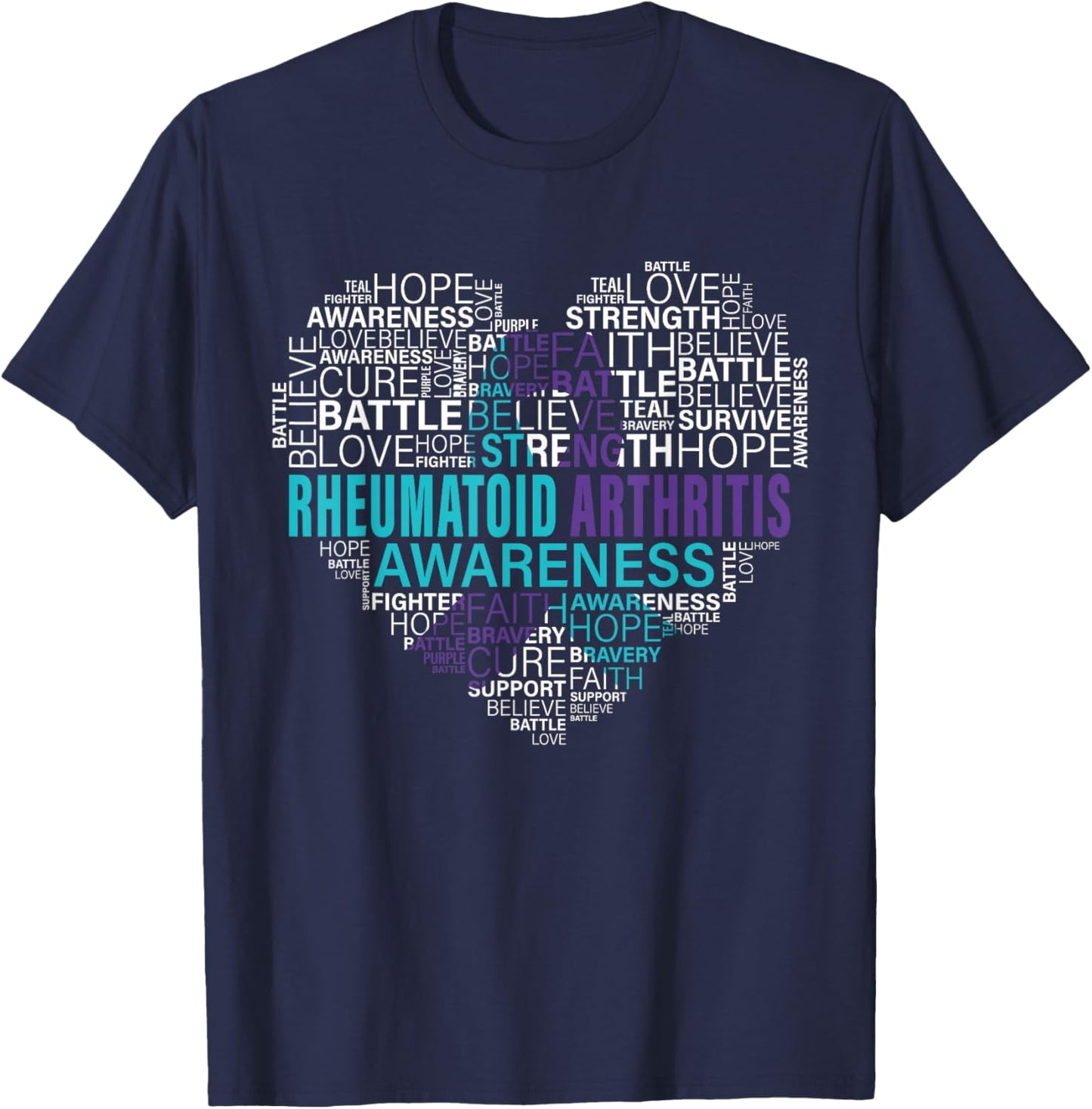 Rheumatoid Arthritis Awareness Hope Support Strong Warrior T-Shirt - T-Shirt | Navy