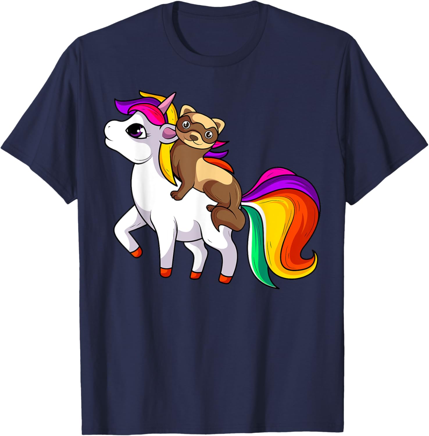 Ferret Unicorn Animal Lover T-Shirt - T-Shirt | Navy