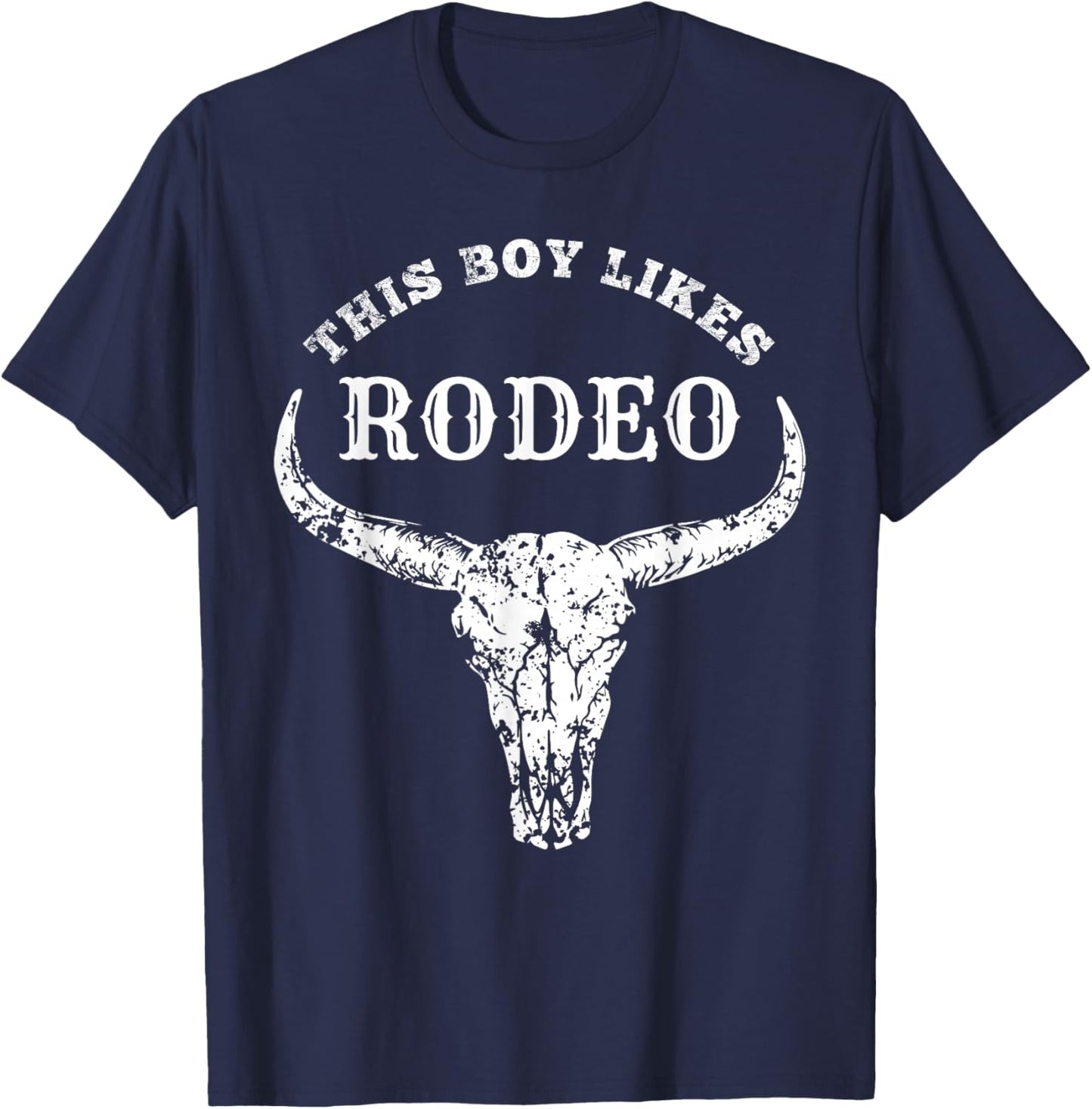 Southern Texas Cowboy Clothing Rodeo Accessories Western Country This Boy Likes Rodeo Howdy Vintage Cowboy T-Shirt - T-Shirt | Navy