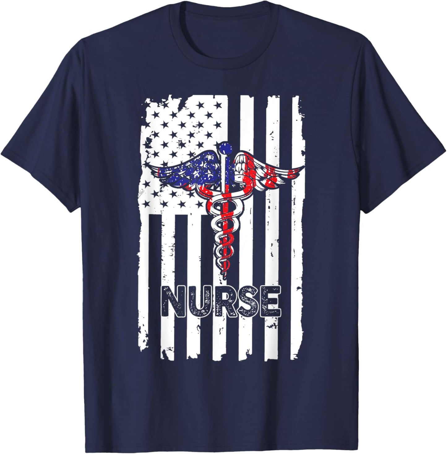 Nurse 365 Nurse American US Flag T-Shirt - T-Shirt | Navy