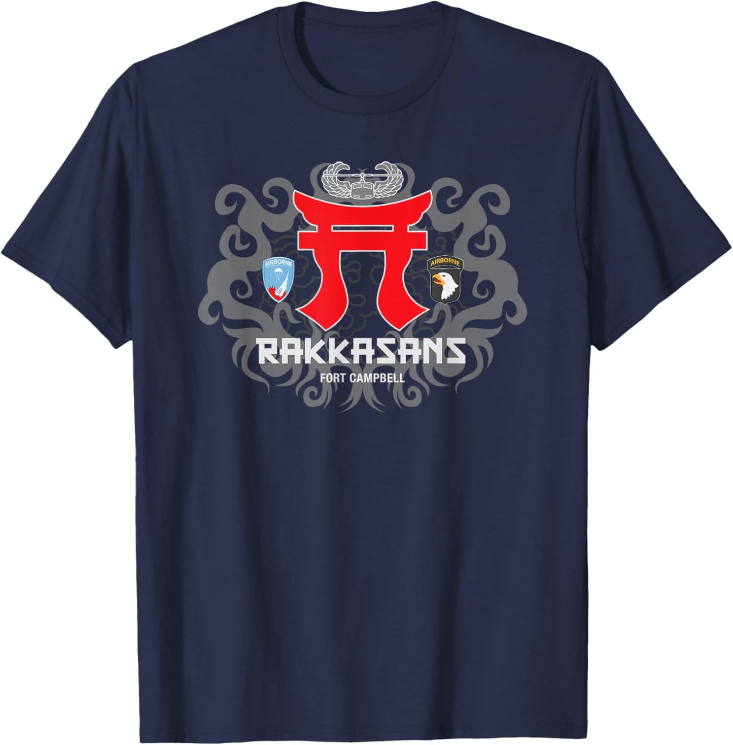 MEDALS OF AMERICA EST. 1976 RAKKASANS FORT CAMPBELL Black Adult T-Shirt - T-Shirt | Navy