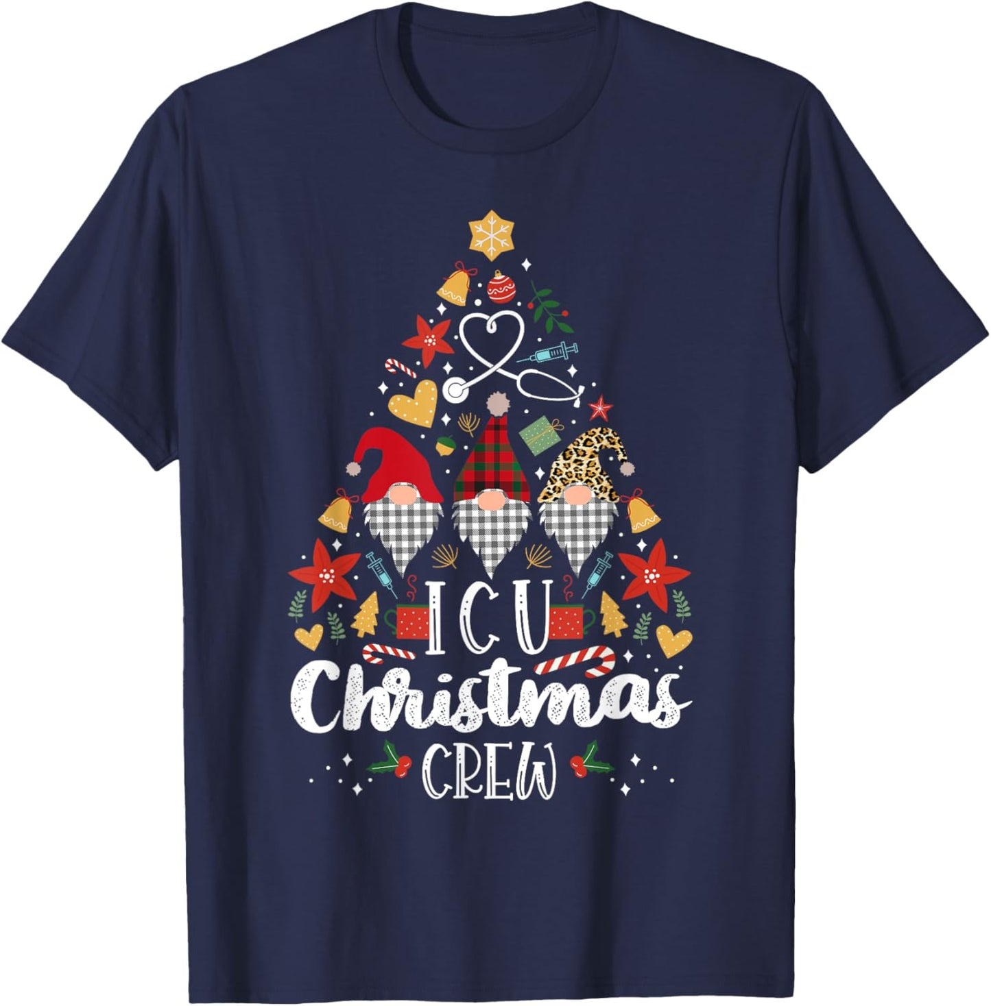 Christmas NICU Crew Nurse Doctor Tech Neonatal ICU Squad T-Shirt - T-Shirt | Navy