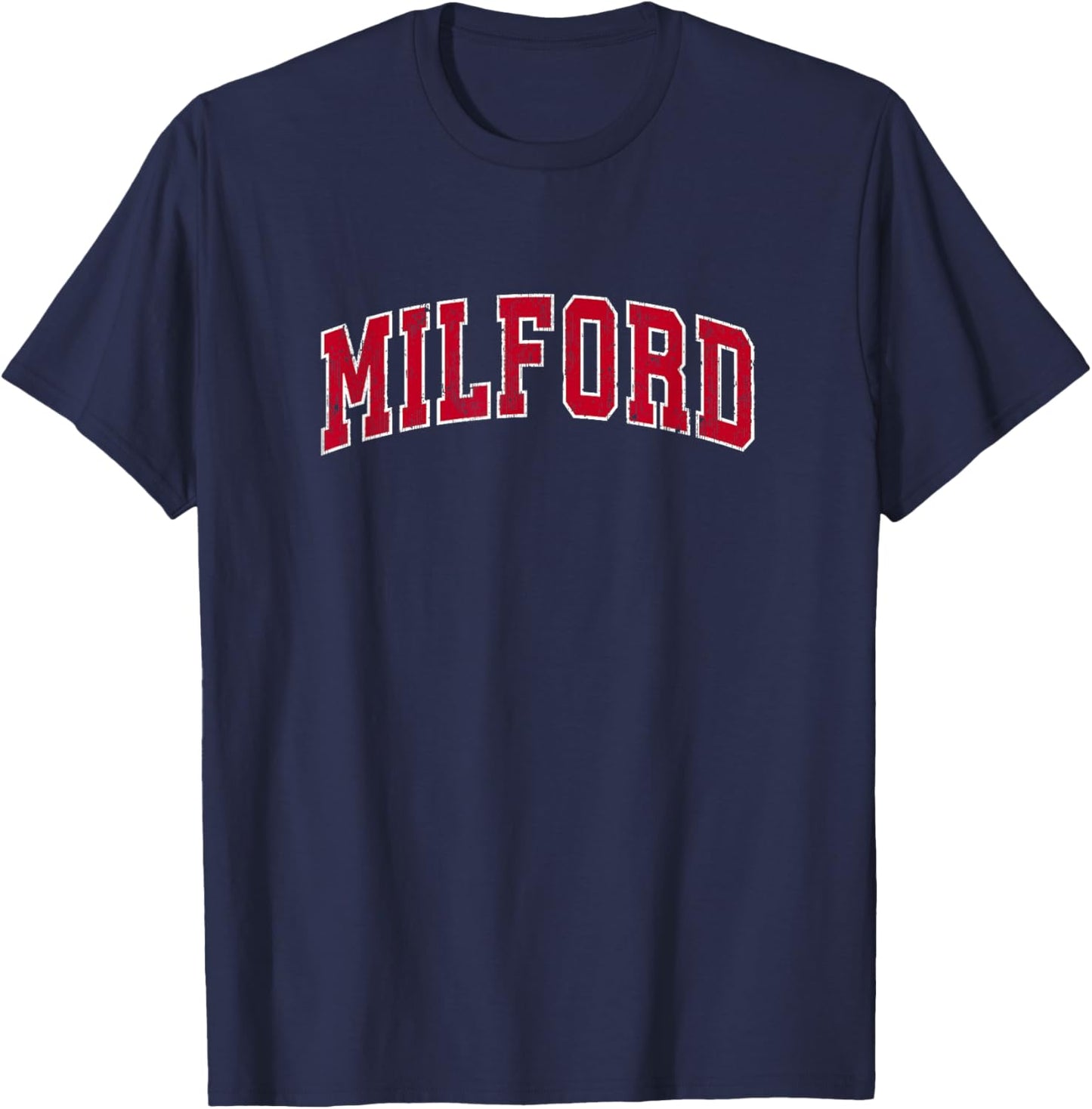 Milford Massachusetts MA Vintage Sports Design Red Design T-Shirt - T-Shirt | Navy