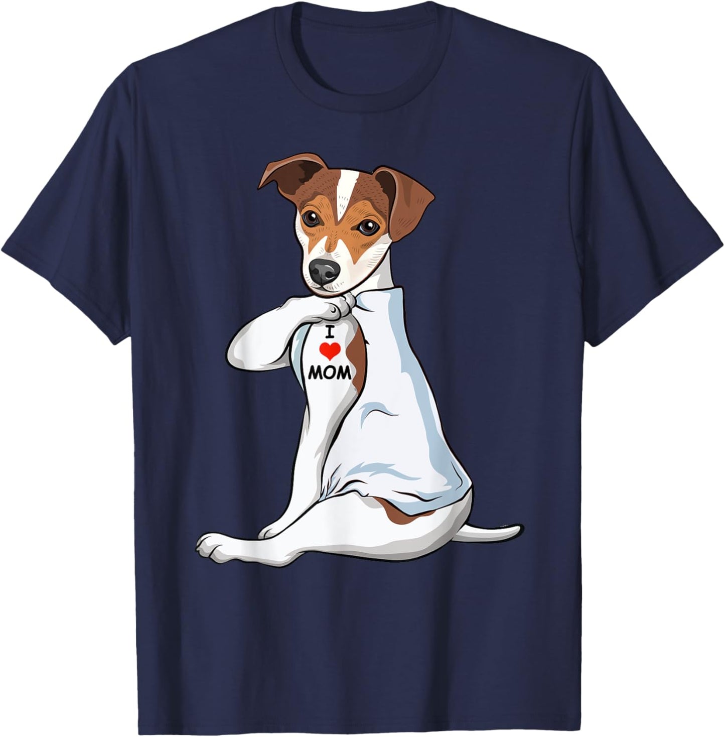 I Love Mom Tattoo Jack Russell Terrier Mom Dog Lover Women T-Shirt - T-Shirt | Navy