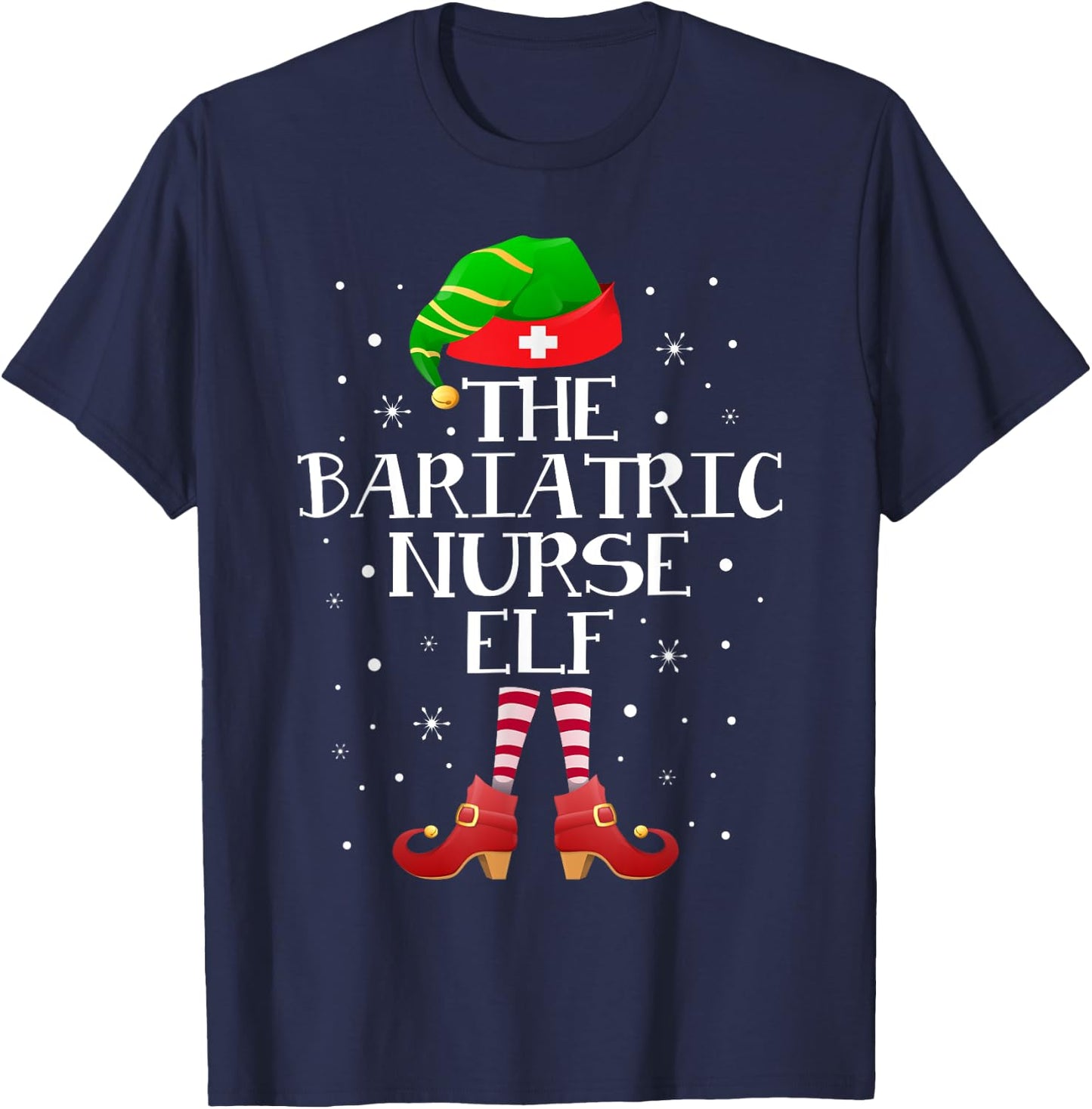 The Bariatric Nurse Elf Funny Bariatric Nurse Christmas Elf T-Shirt - T-Shirt | Navy