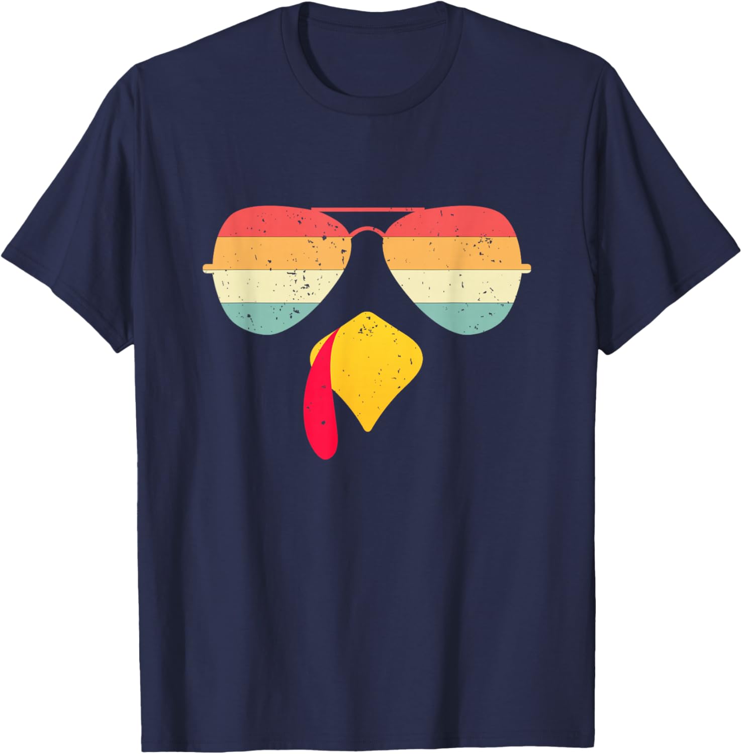 Cool Turkey Face With Sunglasses Funny Thanksgiving For Boys T-Shirt - T-Shirt | Navy