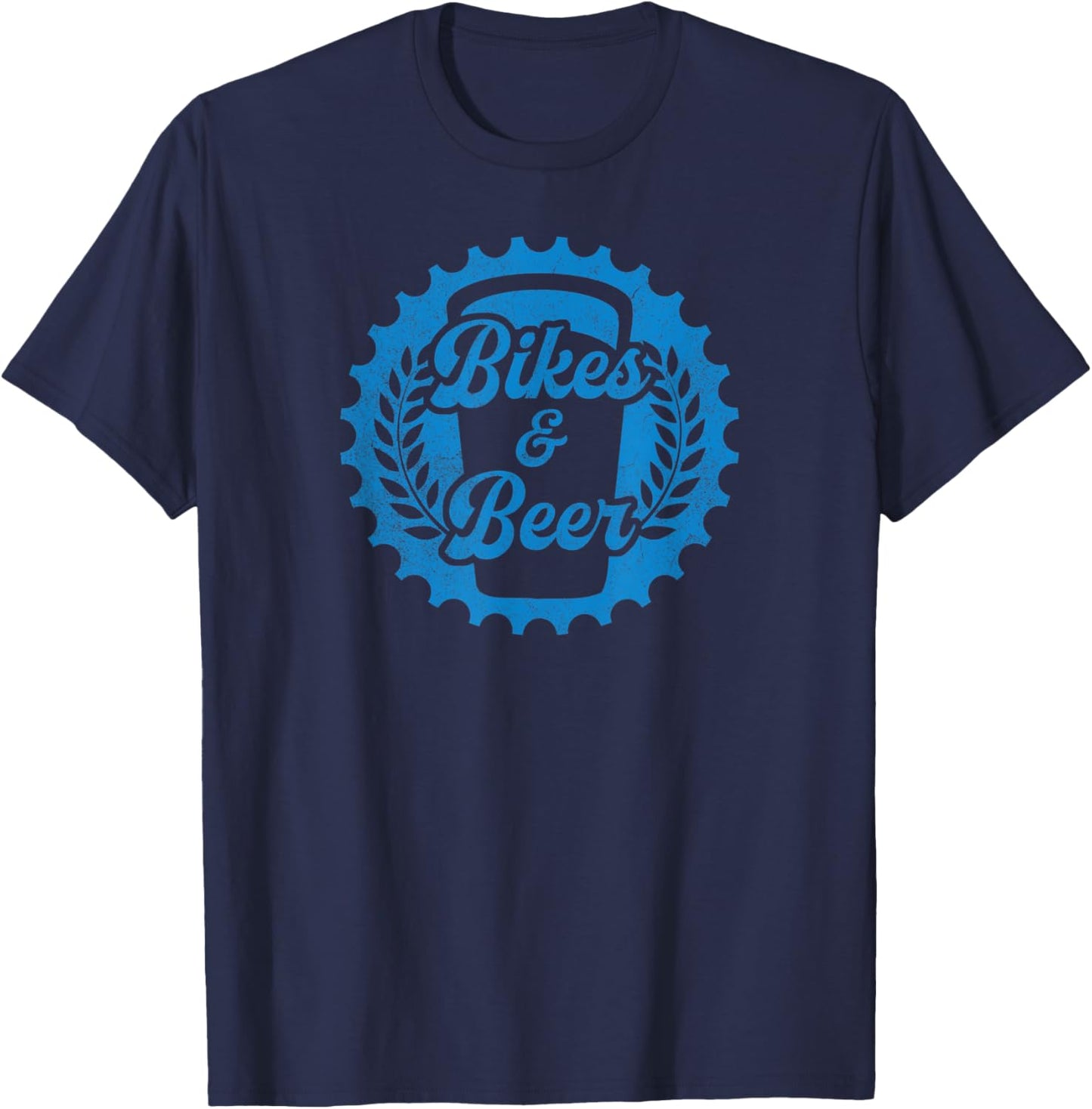 Mountain Biker Bike Rider and Beer Drinker: Bikes & Beer T-Shirt - T-Shirt | Navy