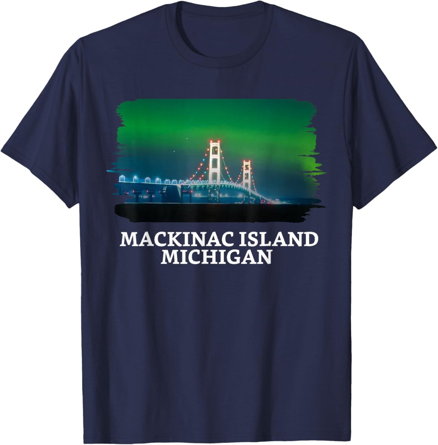 Mackinac Island Bridge Michigan Great Lakes Huron Ferry Trip T-Shirt - T-Shirt | Navy