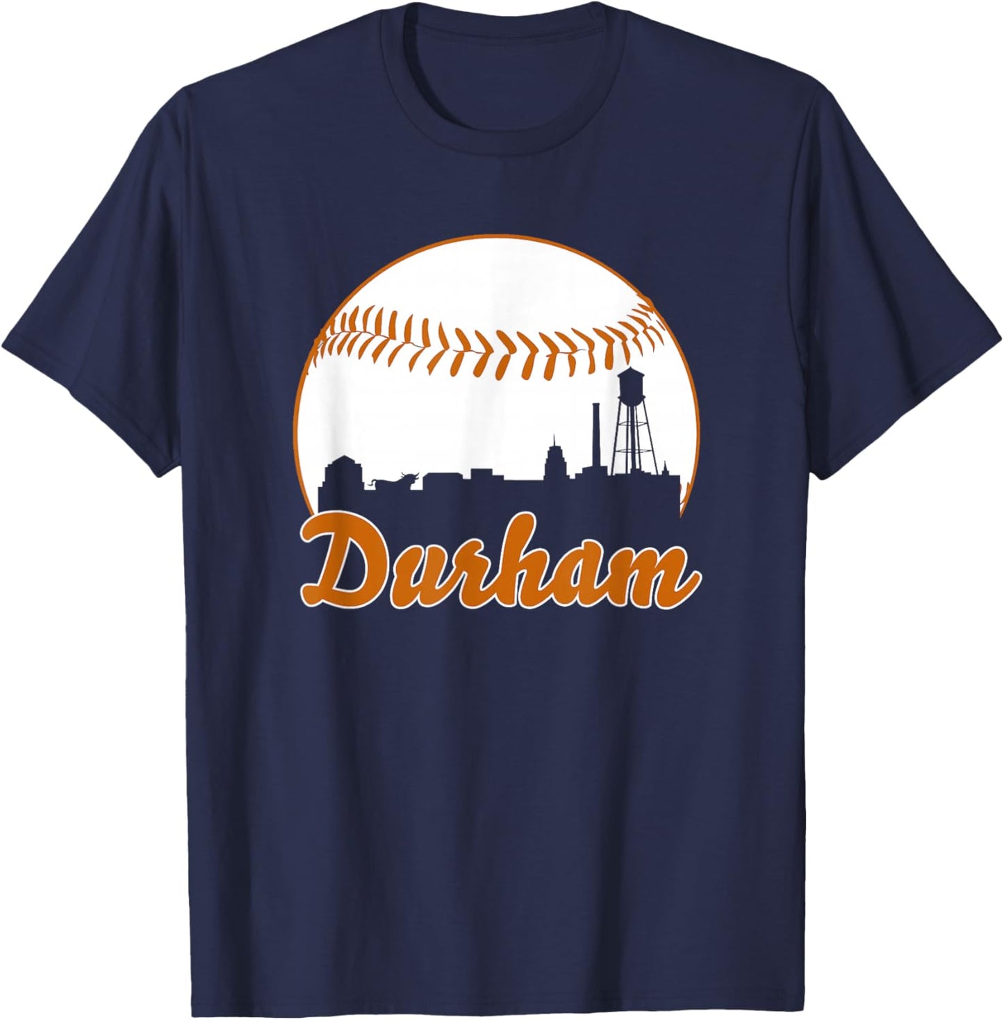 Durham Baseball Skyline North Carolina T-Shirt - T-Shirt | Navy