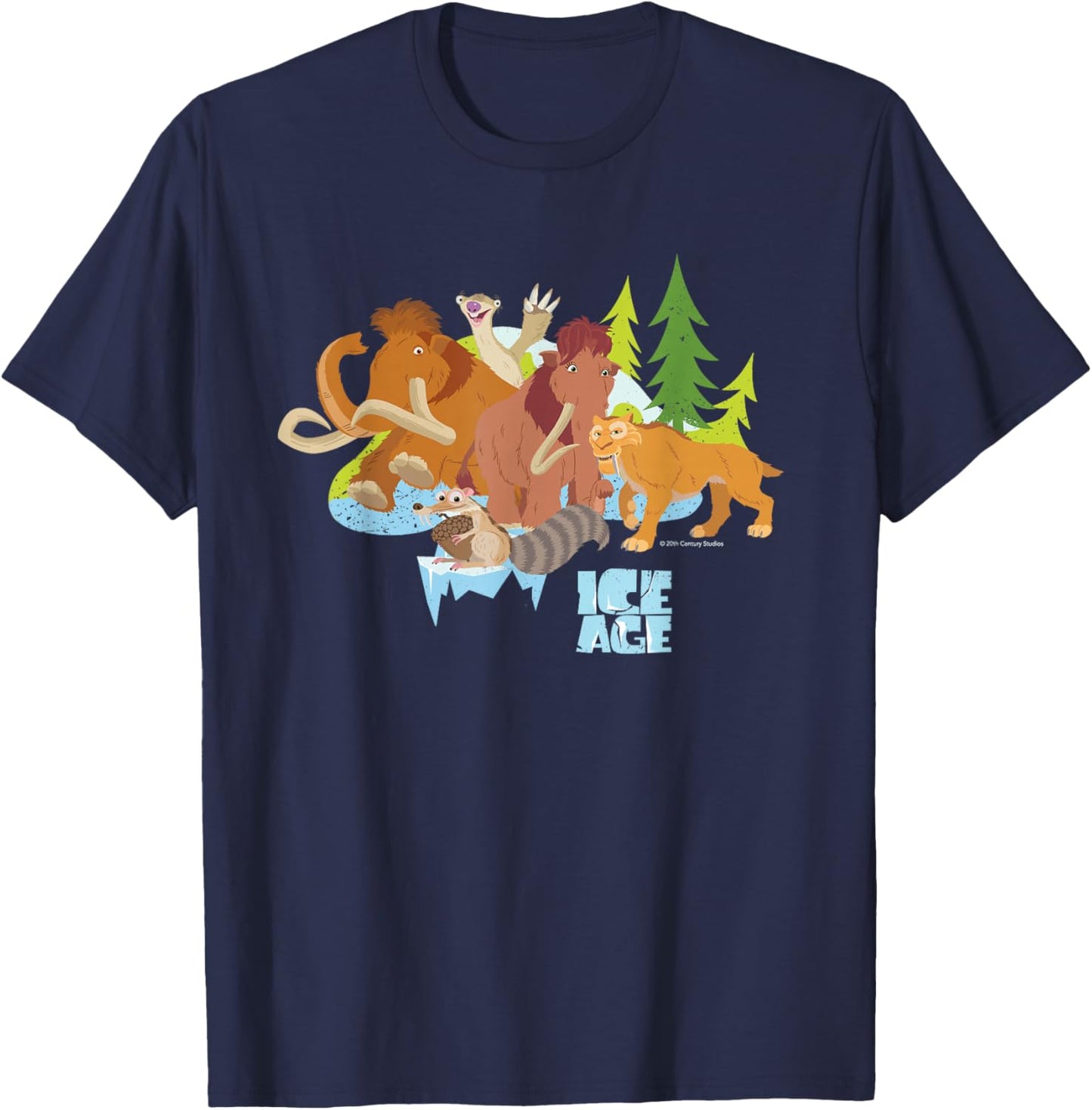 20th Century Fox Ice Age 20th Anniversary Exclusive -Adults , Black, Short Sleeve, Small T-Shirt - T-Shirt | Navy