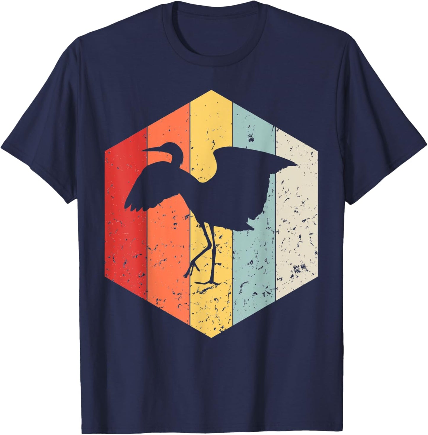 Egret Gird Retro Vintage T-Shirt - T-Shirt | Navy