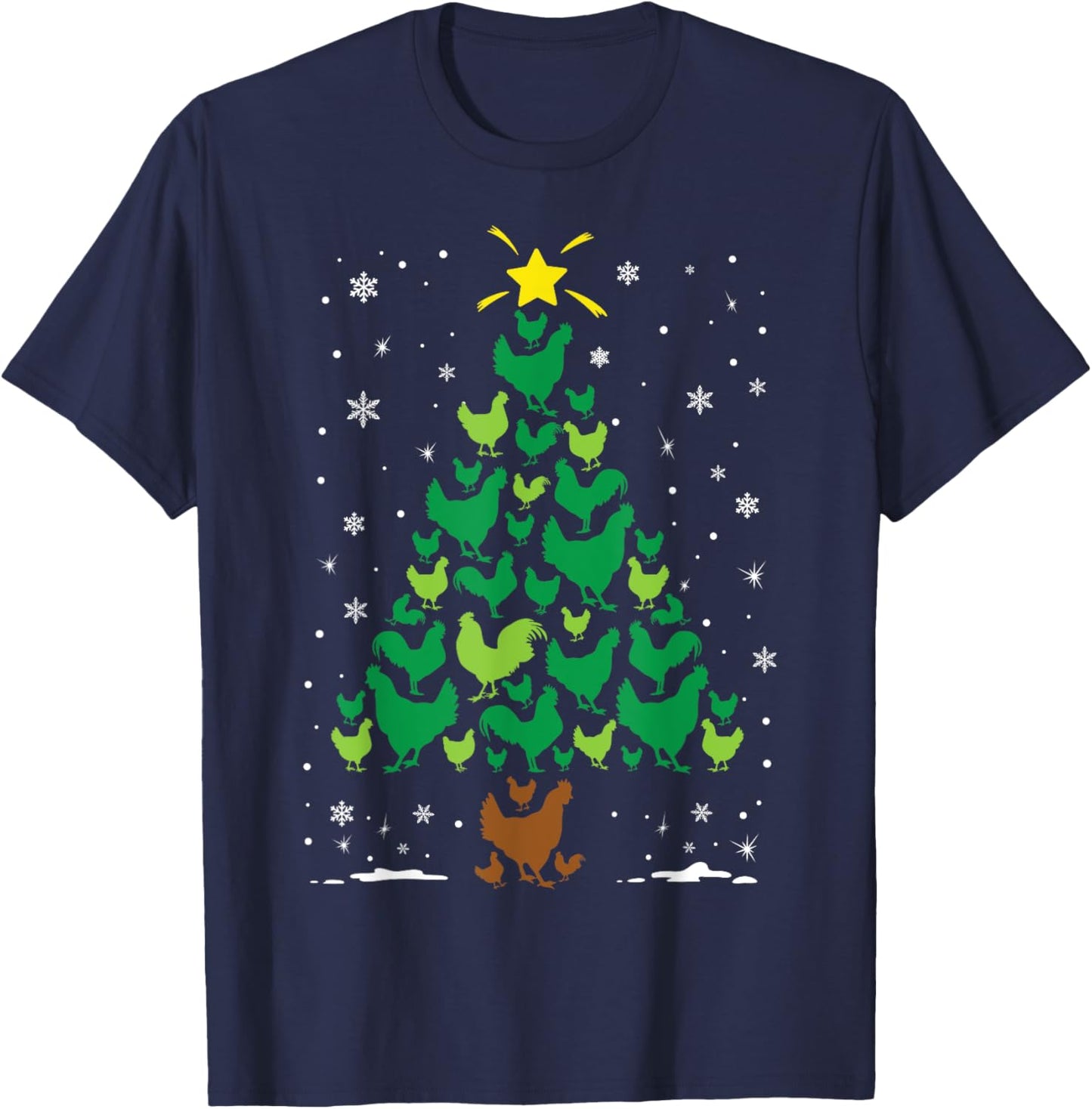 Chicken Hen Lovers Holiday Family Matching Christmas Tree T-Shirt - T-Shirt | Navy