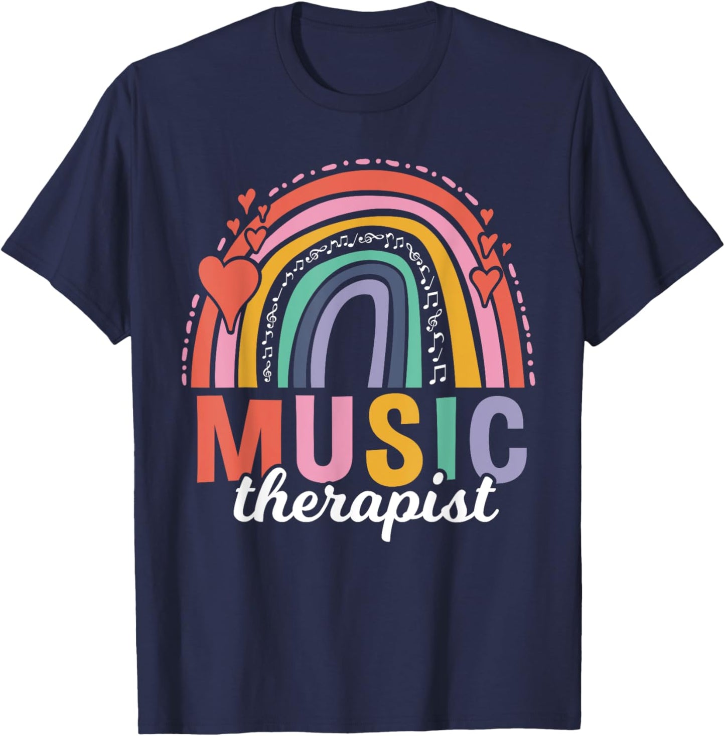 Music Therapy Notes - Vintage Music Therapist T-Shirt - T-Shirt | Navy