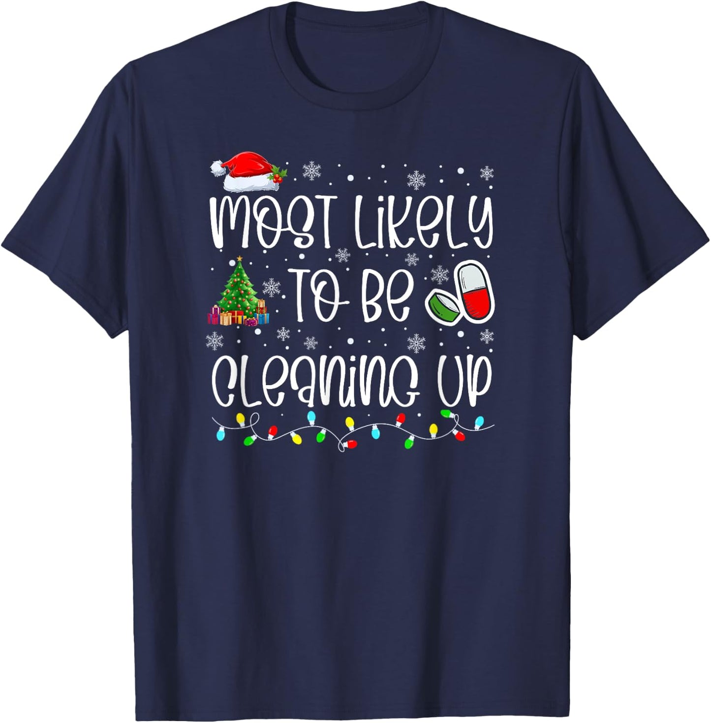Pharmacy Christmas, Christmas Pharmacy Technician, Nurse T-Shirt - T-Shirt | Navy