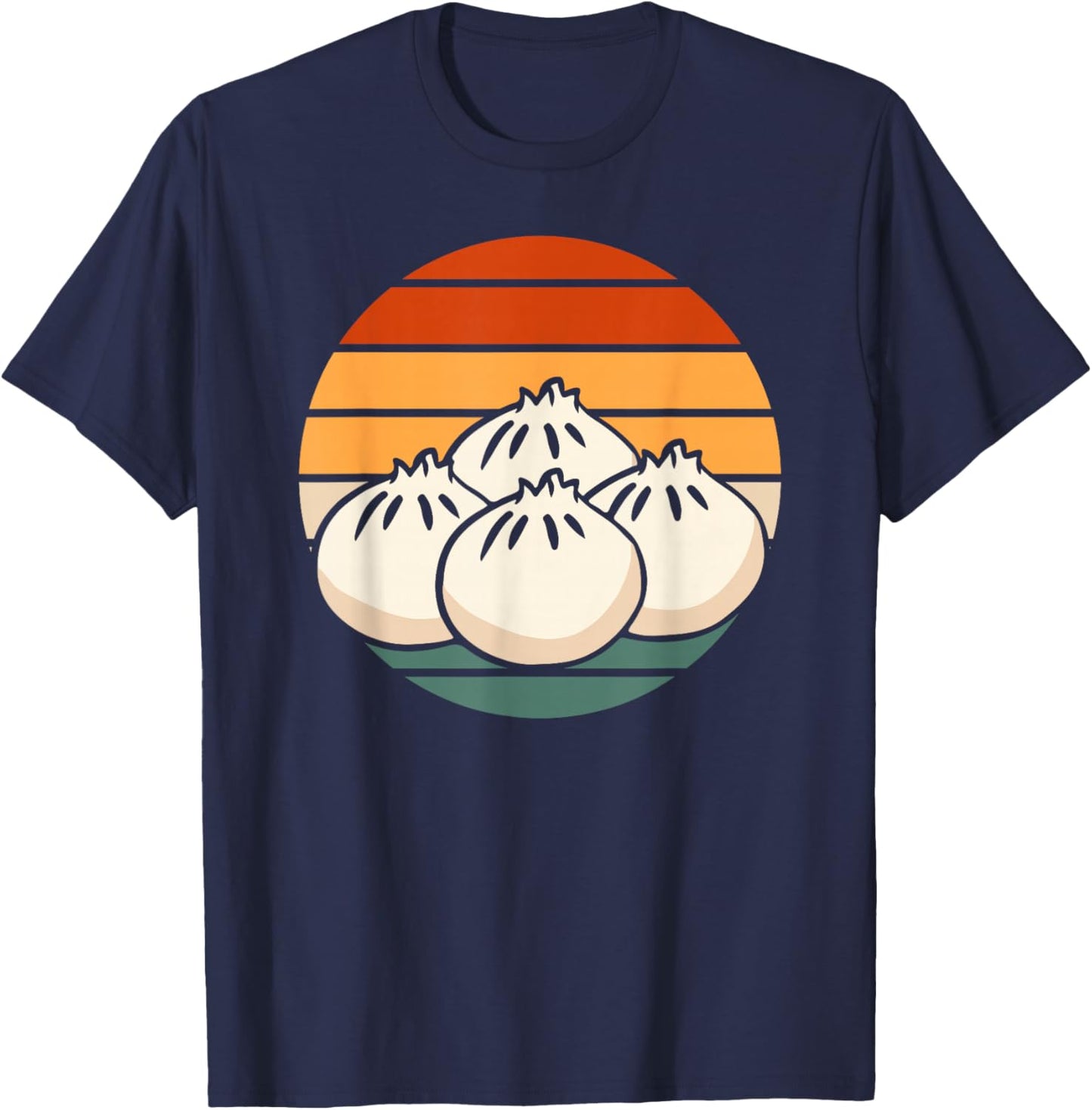 Distressed Soup Dumpling Xiaolongbao - Black Cotton , -Adults, Small, Short Sleeve T-Shirt - T-Shirt | Navy