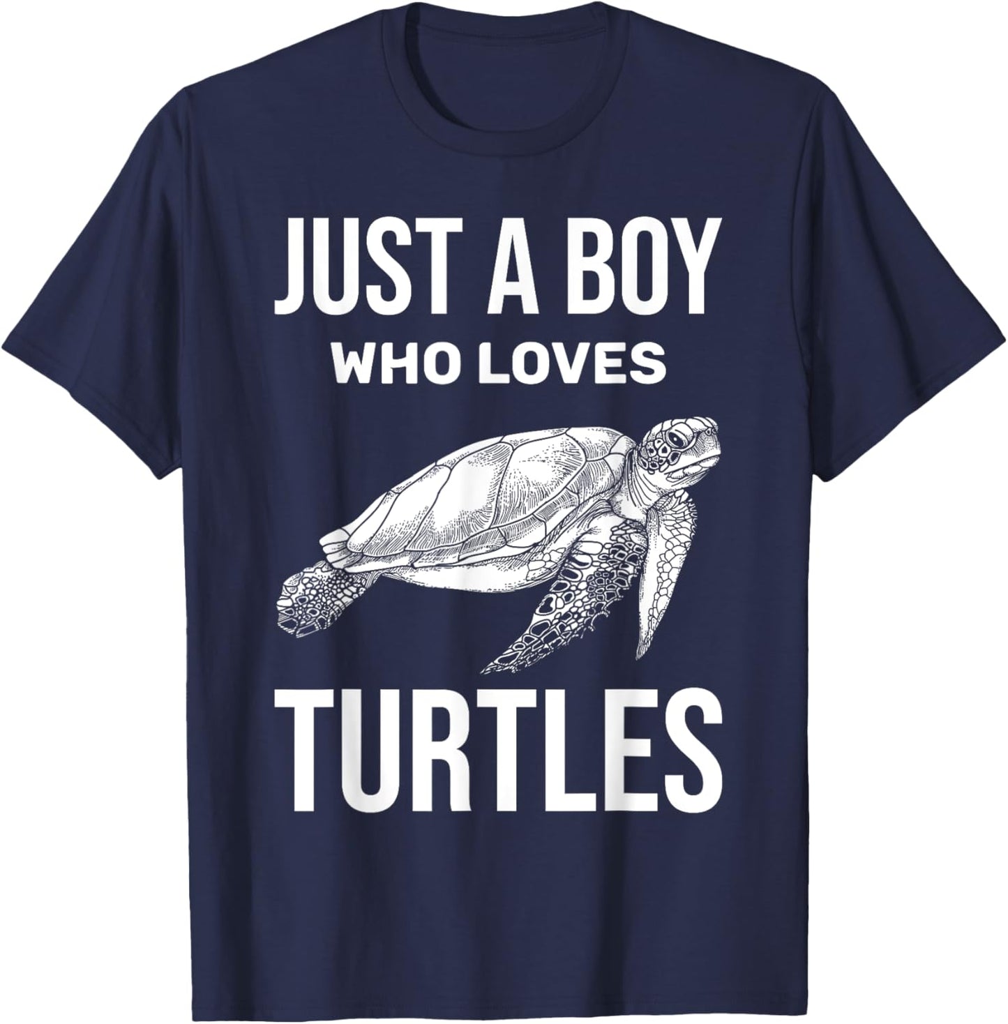 Just A Boy Who Loves Turtles Zoo Keeper Boys Gift Sea Turtle T-Shirt - T-Shirt | Navy