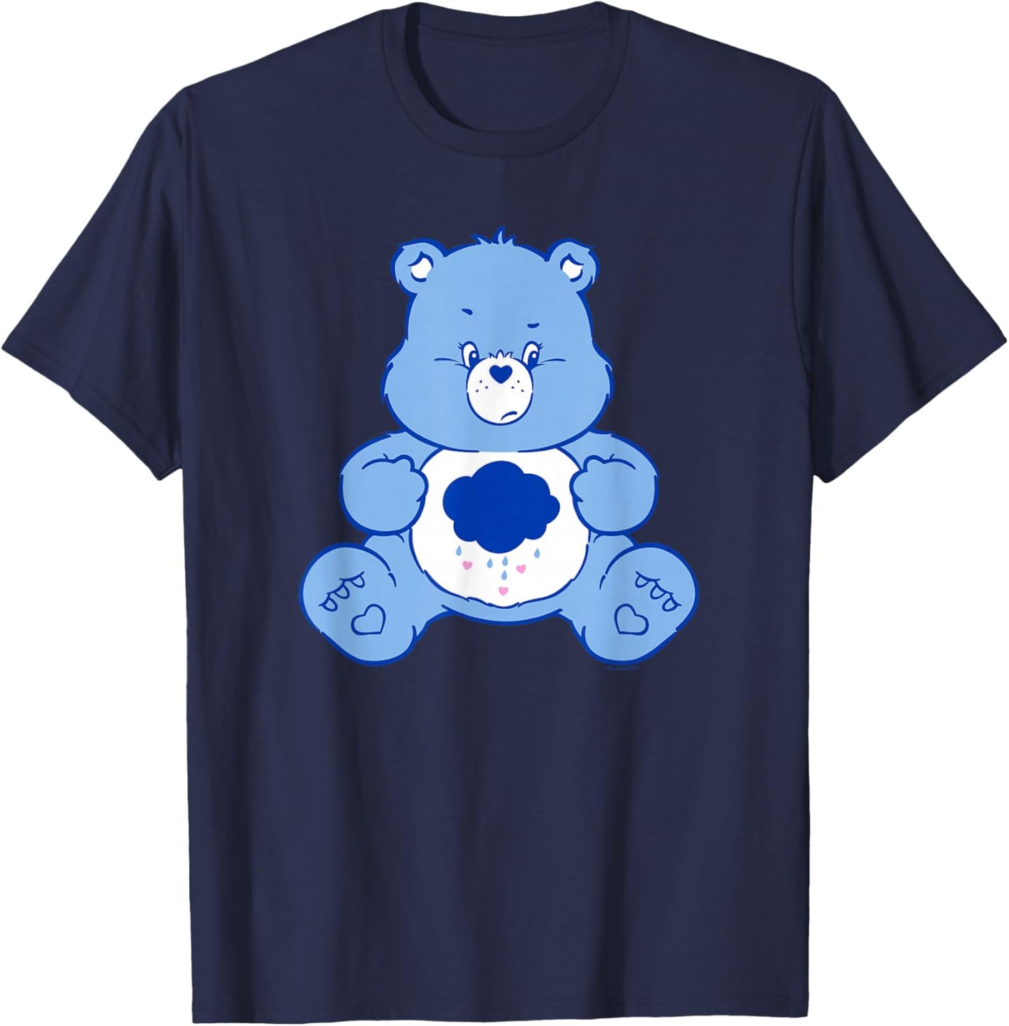 Care Bears Vintage Classic Grumpy Bear Cloudy Belly Badge T-Shirt - T-Shirt | Navy