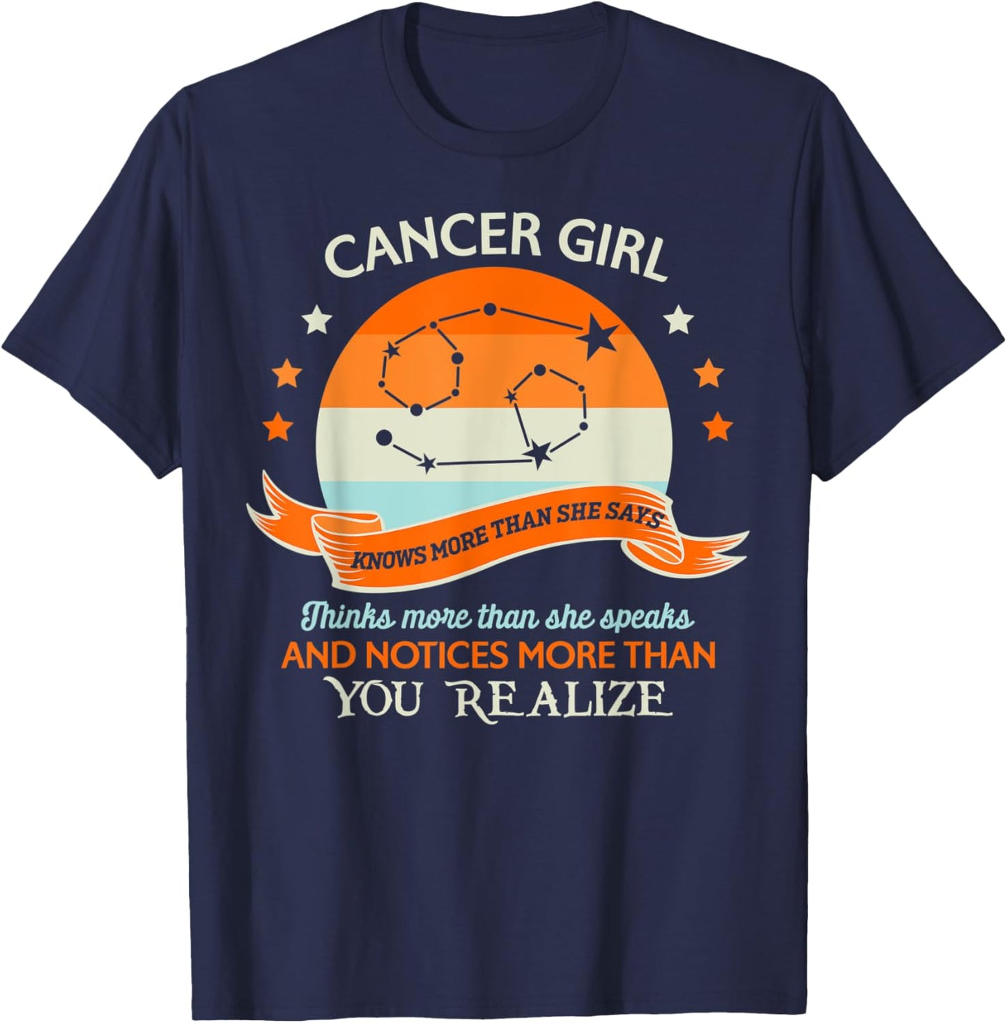 Vintage Cancer Girl knows more than she says funny T-Shirt - T-Shirt | Navy