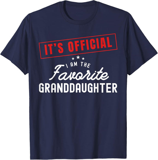 It's Official I'm The Favorite Granddaughter Vintage T-Shirt - T-Shirt | Navy