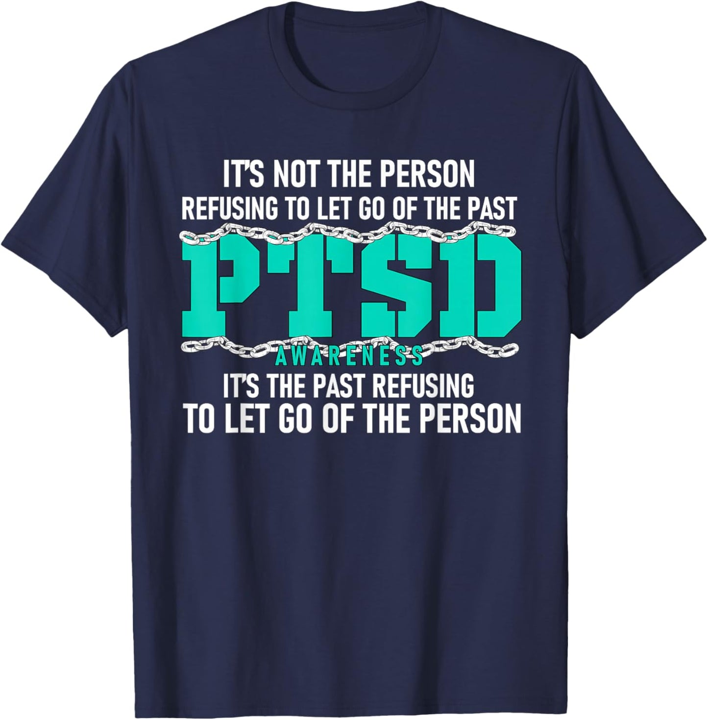 PTSD Awareness PTSD Awareness Teal Ribbon Small T-Shirt - T-Shirt | Navy