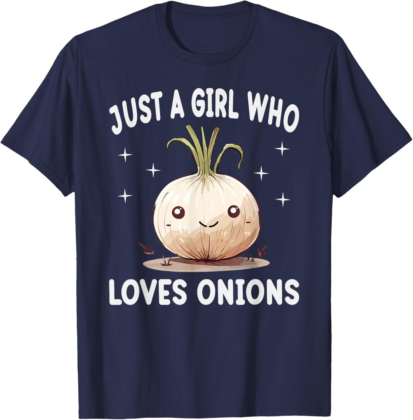 Just A Girl Who Loves Onions Funny Onions Lover Gift T-Shirt - T-Shirt | Navy