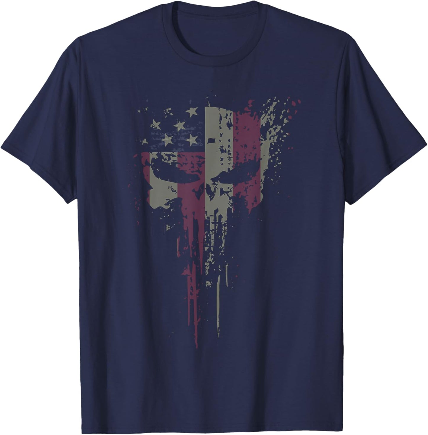American Skull Flag Ghost Reaper Patriotic T-Shirt - T-Shirt | Navy