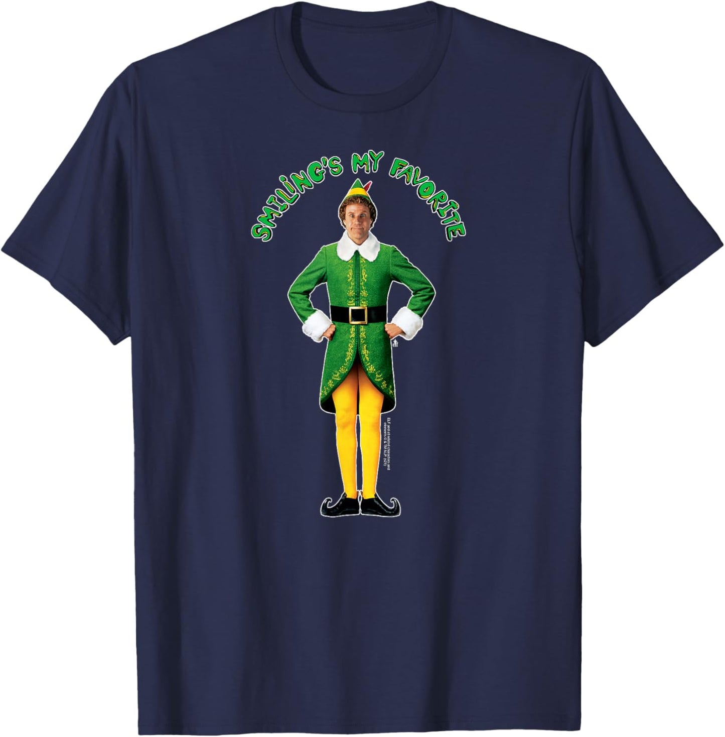 Elf Buddy Smiling's My Favorite Photo Funny Christmas T-Shirt - T-Shirt | Navy