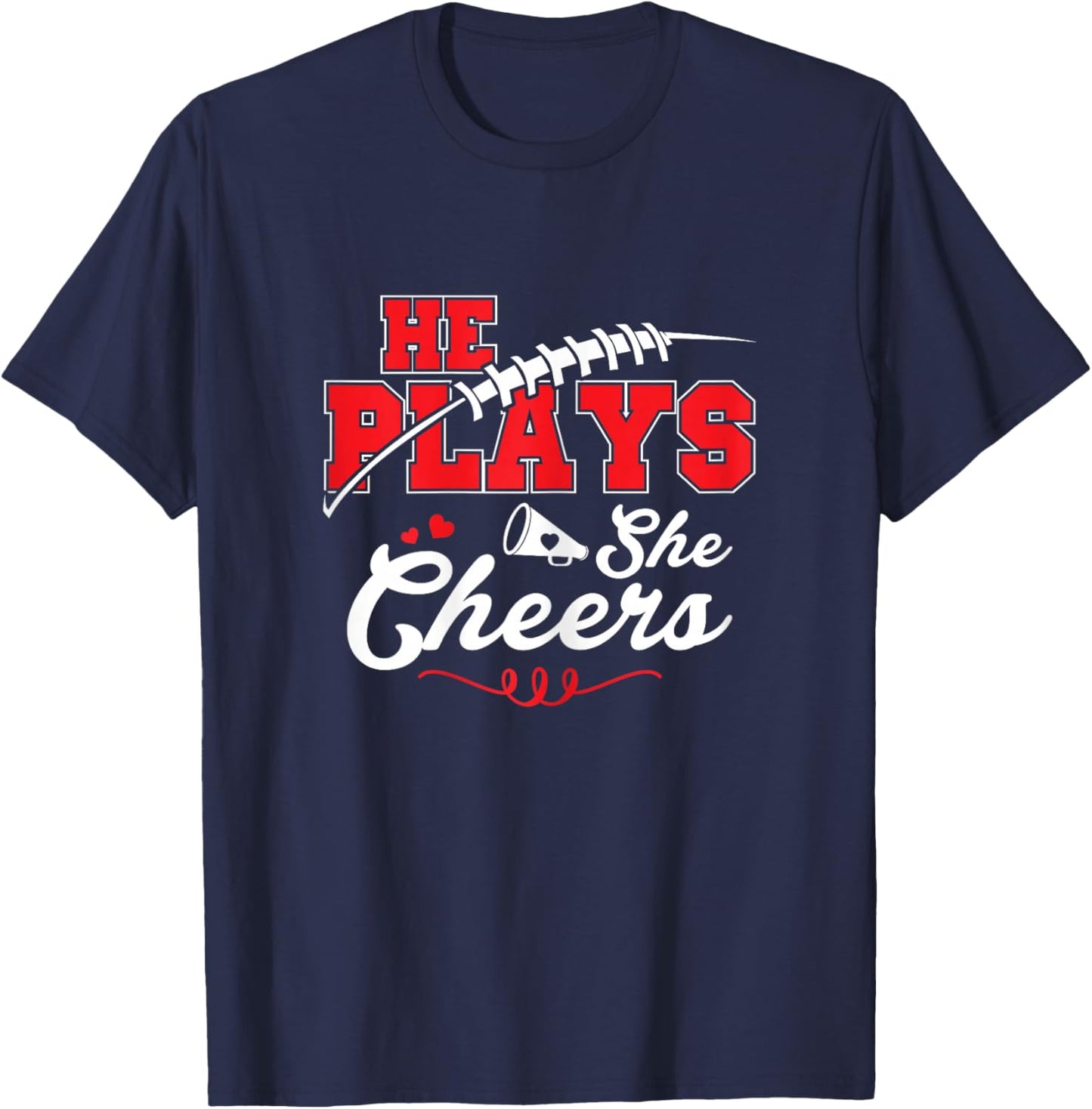 Cheer Mom Son plays Football Daugher Cheerleader Cheer Mom T-Shirt - T-Shirt | Navy