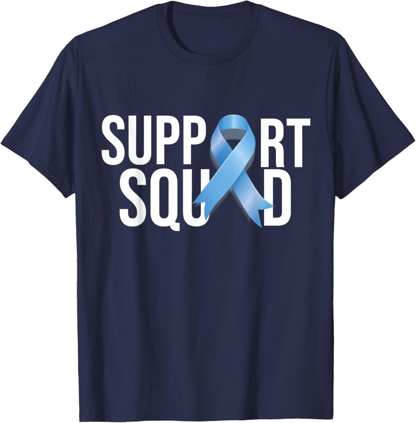 Support Squat Prostate Cancer Awareness Blue Ribbon Survivor T-Shirt - T-Shirt | Navy
