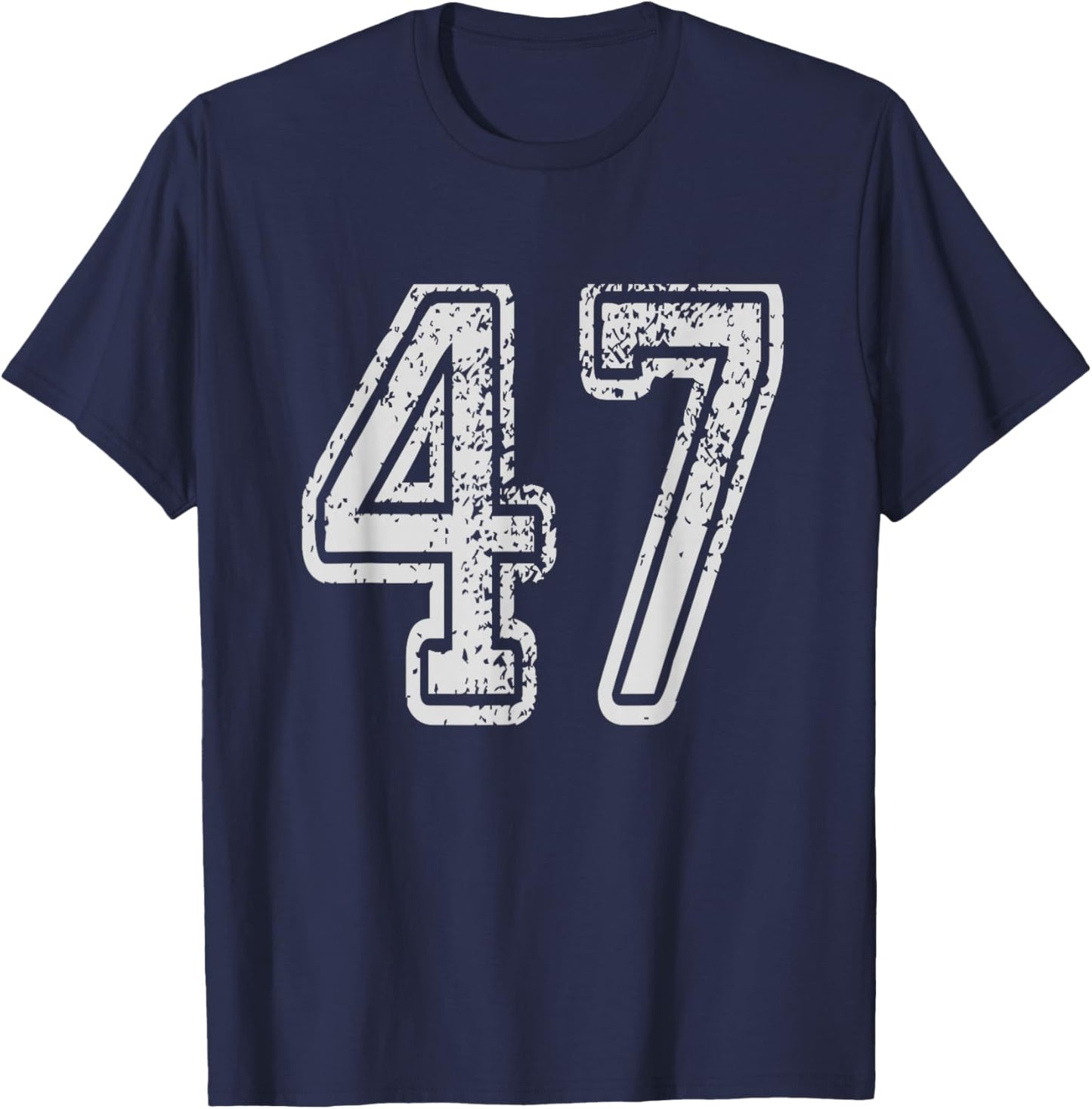 Team Jersey Uniforms Number 47 School Sports 47th Birthday T-Shirt - T-Shirt | Navy