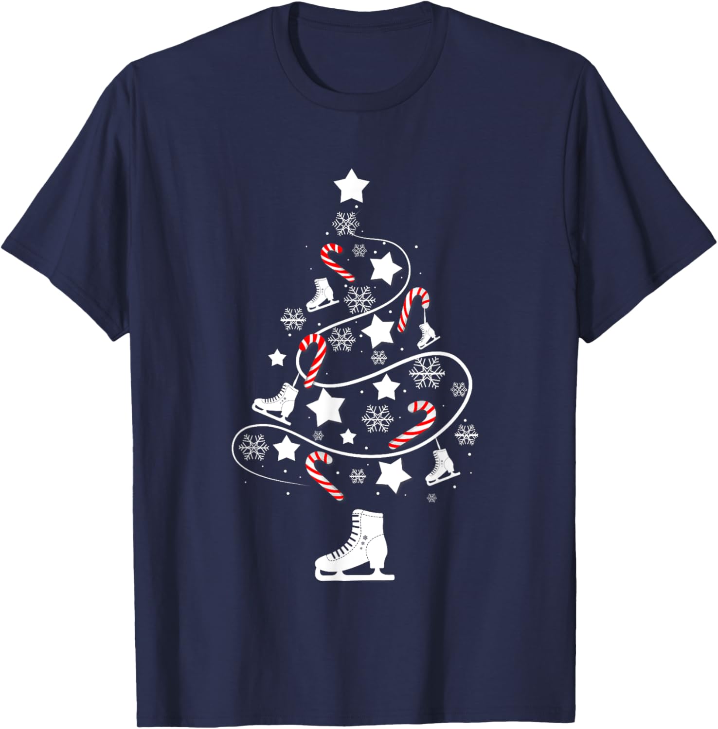 Ice Skating Christmas Tree Xmas Skaters Funny Winter Sports T-Shirt - T-Shirt | Navy