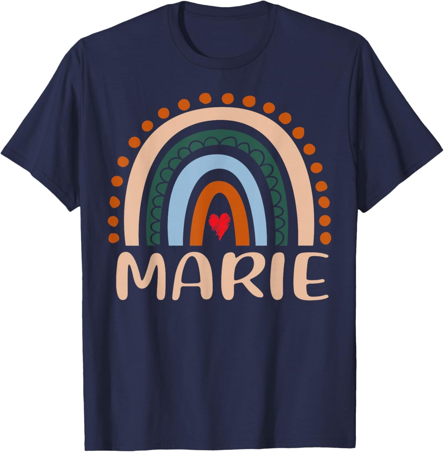 Marie Name Personalized Funny Women Rainbow Marie T-Shirt - T-Shirt | Navy
