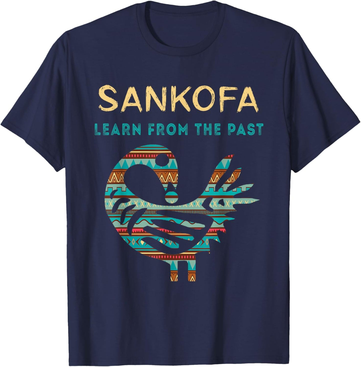 Sankofa Learn From The Past African Bird Black History T-Shirt - T-Shirt | Navy