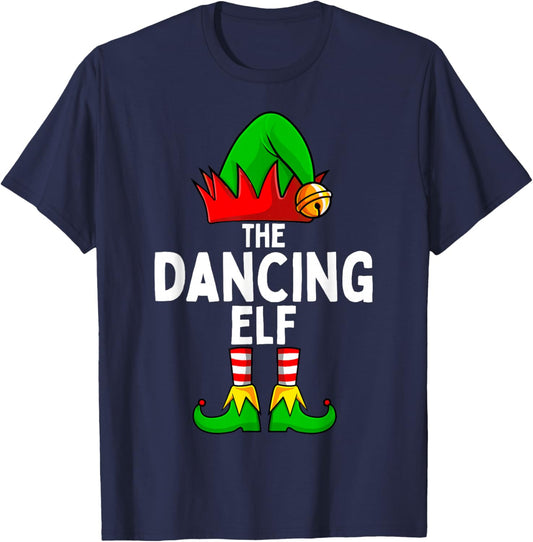 Dancing Elf Matching Family Christmas T-Shirt - T-Shirt | Navy