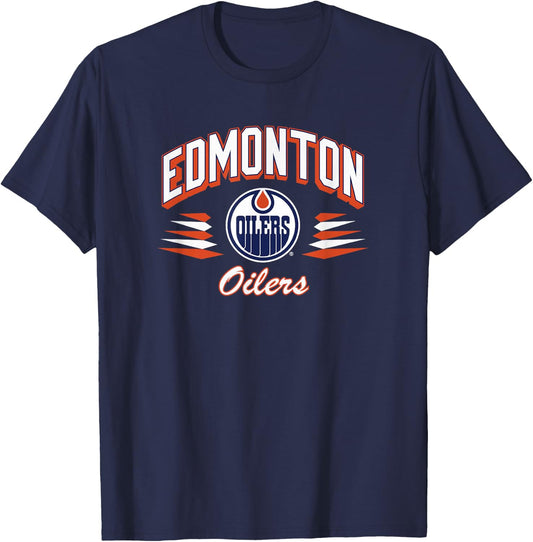 Edmonton Oilers Retro Diamond Officially Licensed T-Shirt - T-Shirt | Navy