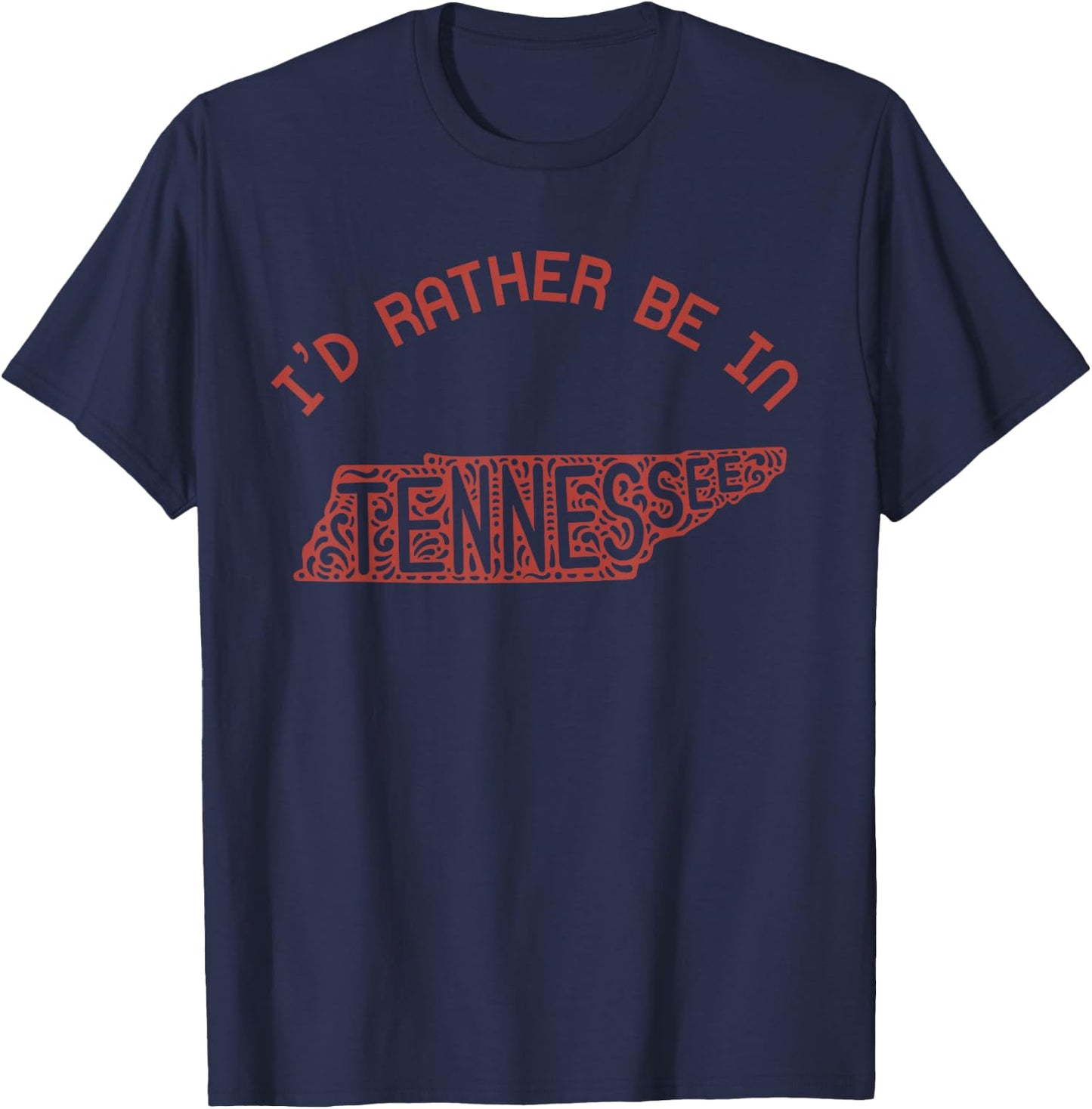 Id Rather Be in Tennessee Vintage State Heart Vacation TN T-Shirt - T-Shirt | Navy