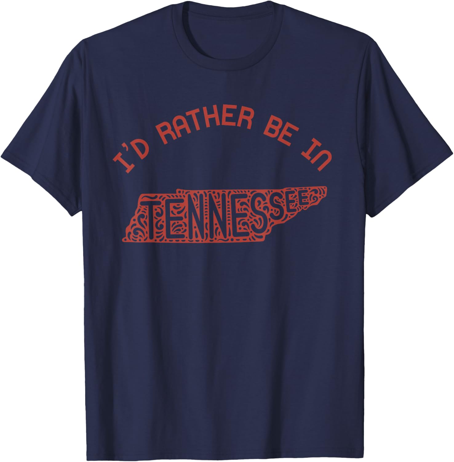 Id Rather Be in Tennessee Vintage State Heart Vacation TN T-Shirt - T-Shirt | Navy