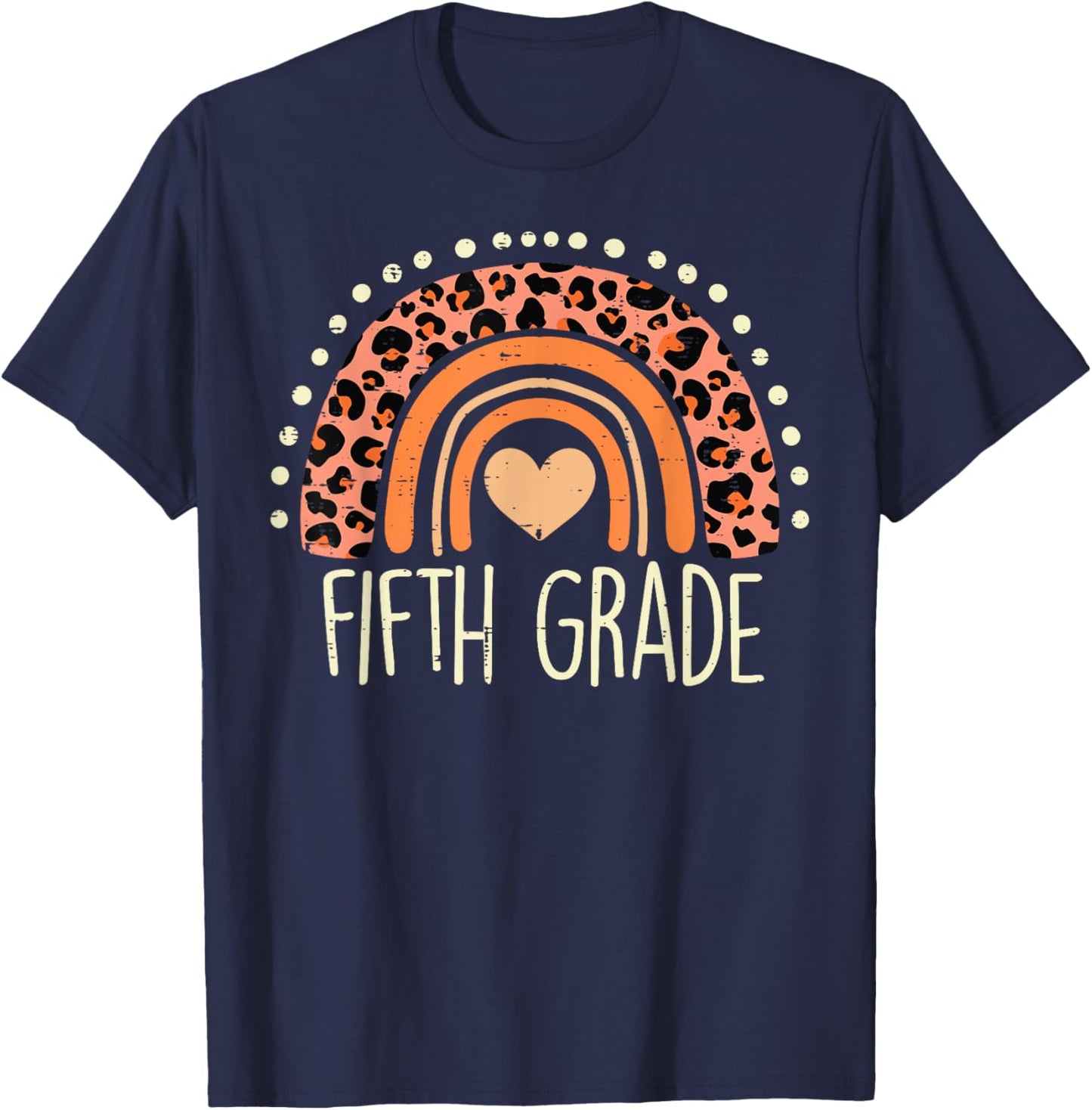 Fifth Grade 5th Rainbow First Day Of School Teacher Girls T-Shirt - T-Shirt | Navy