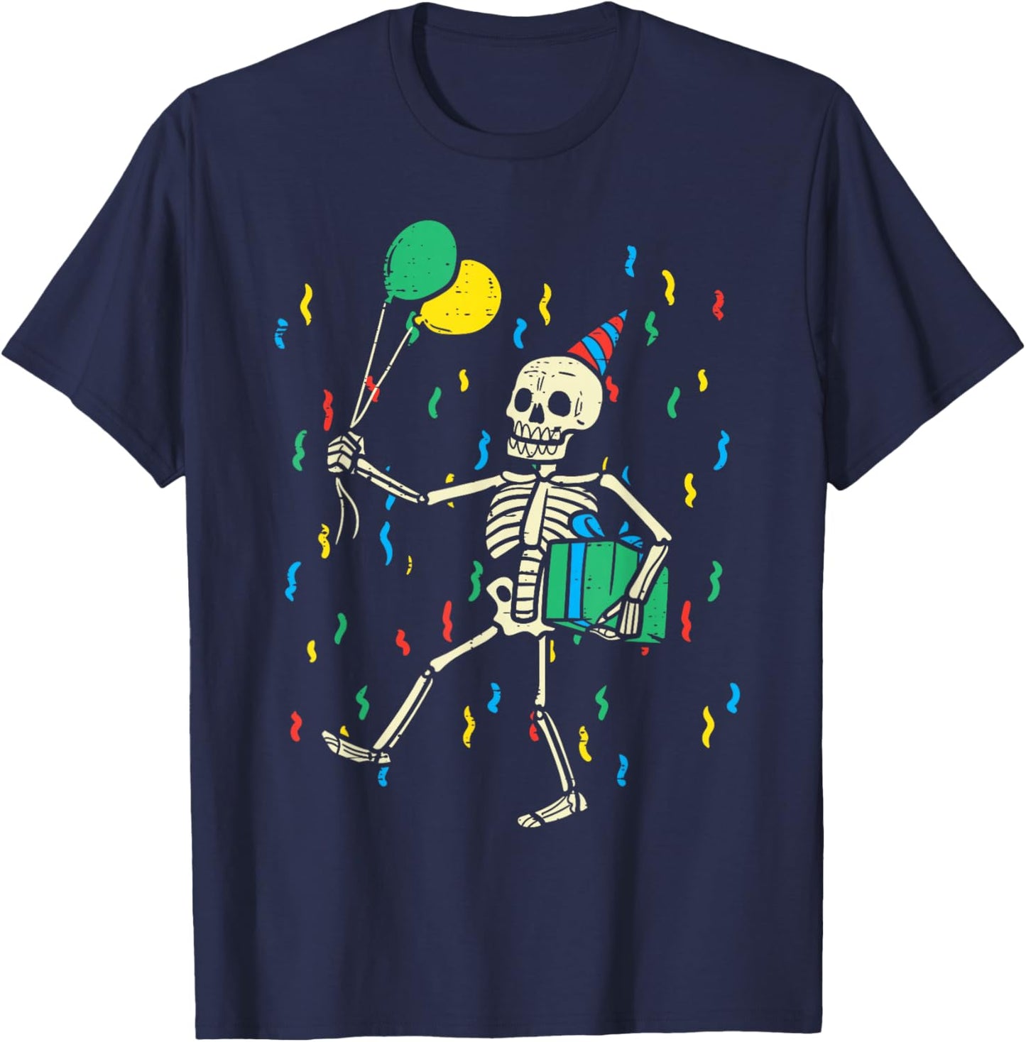 Skeleton Birthday Funny Happy Halloween Bday Boys Kids T-Shirt - T-Shirt | Navy