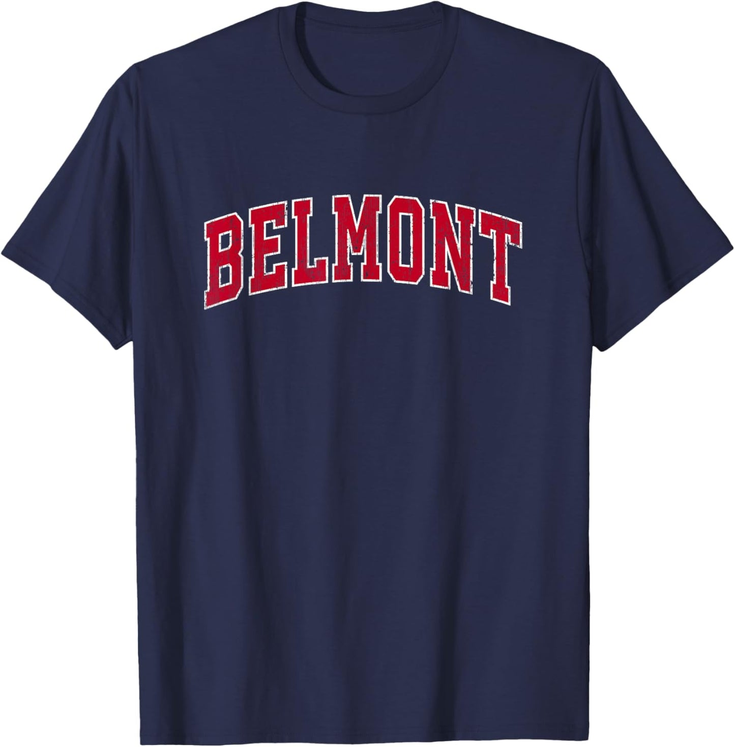 Belmont Massachusetts MA Vintage Sports Design Red Design T-Shirt - T-Shirt | Navy
