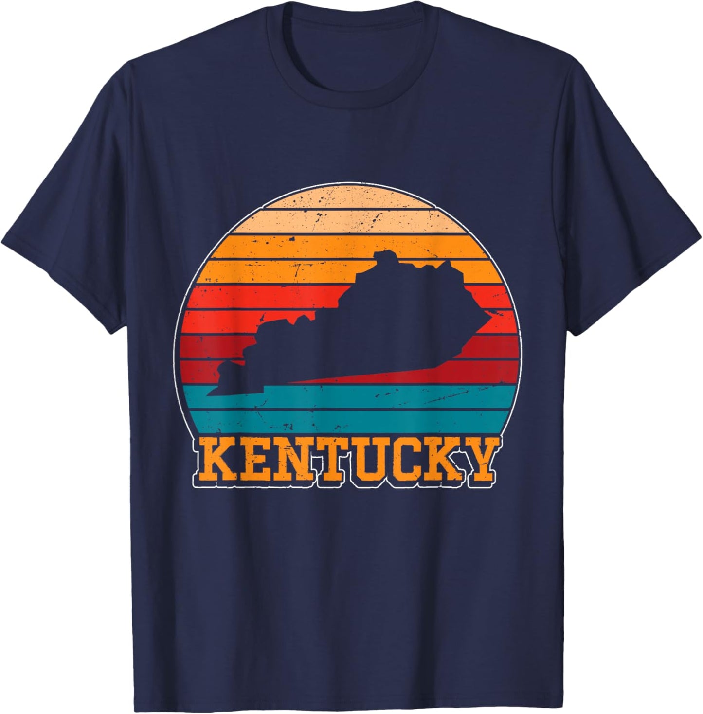 Kentucky Retro Vintage Sunset US State Kentucky Silhouette T-Shirt - T-Shirt | Navy
