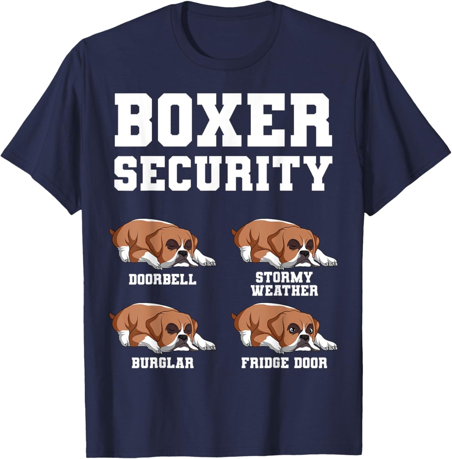 Boxer Security Doorbell Stormy Weather Burglar Fridge Door T-Shirt - T-Shirt | Navy