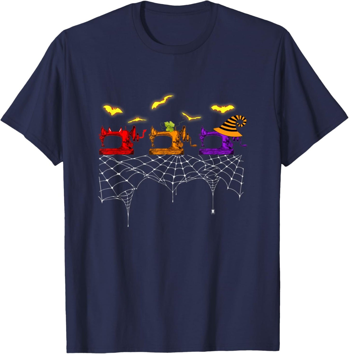Quilter Scary Halloween Costume Sewing Machine T-Shirt - T-Shirt | Navy