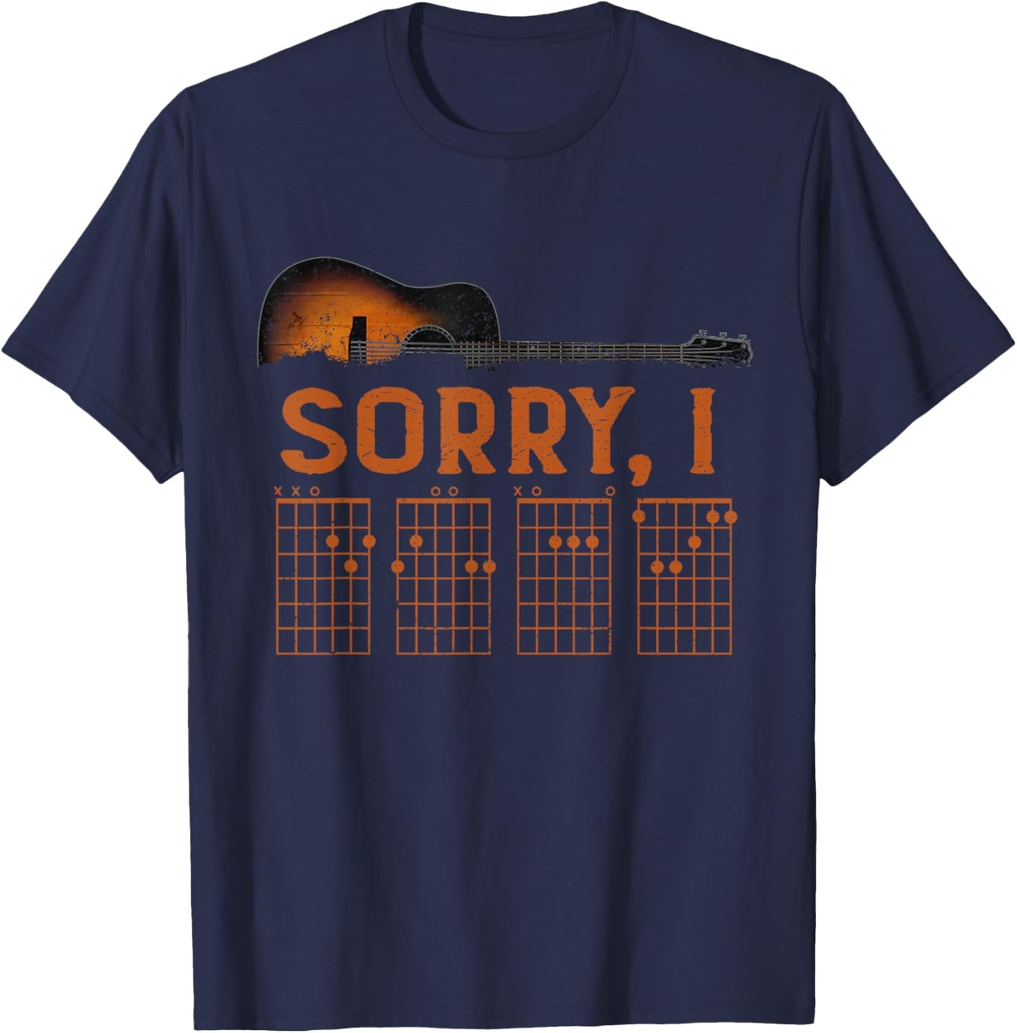 Sorry I D.G.A.F Funny Message Guitar Chords Guitarist T-Shirt - T-Shirt | Navy