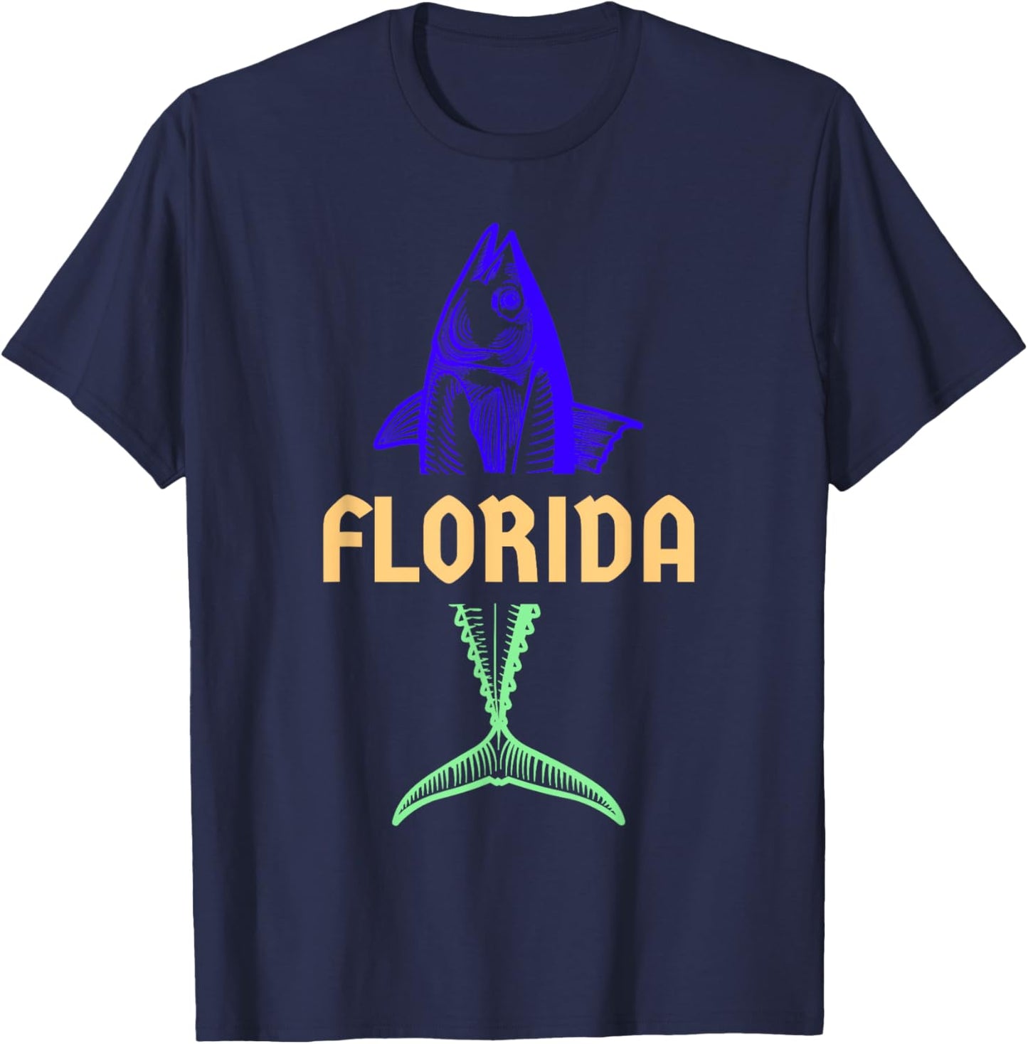 Florida Keys Fishing Florida Vacation Off Shore Fishing T-Shirt - T-Shirt | Navy