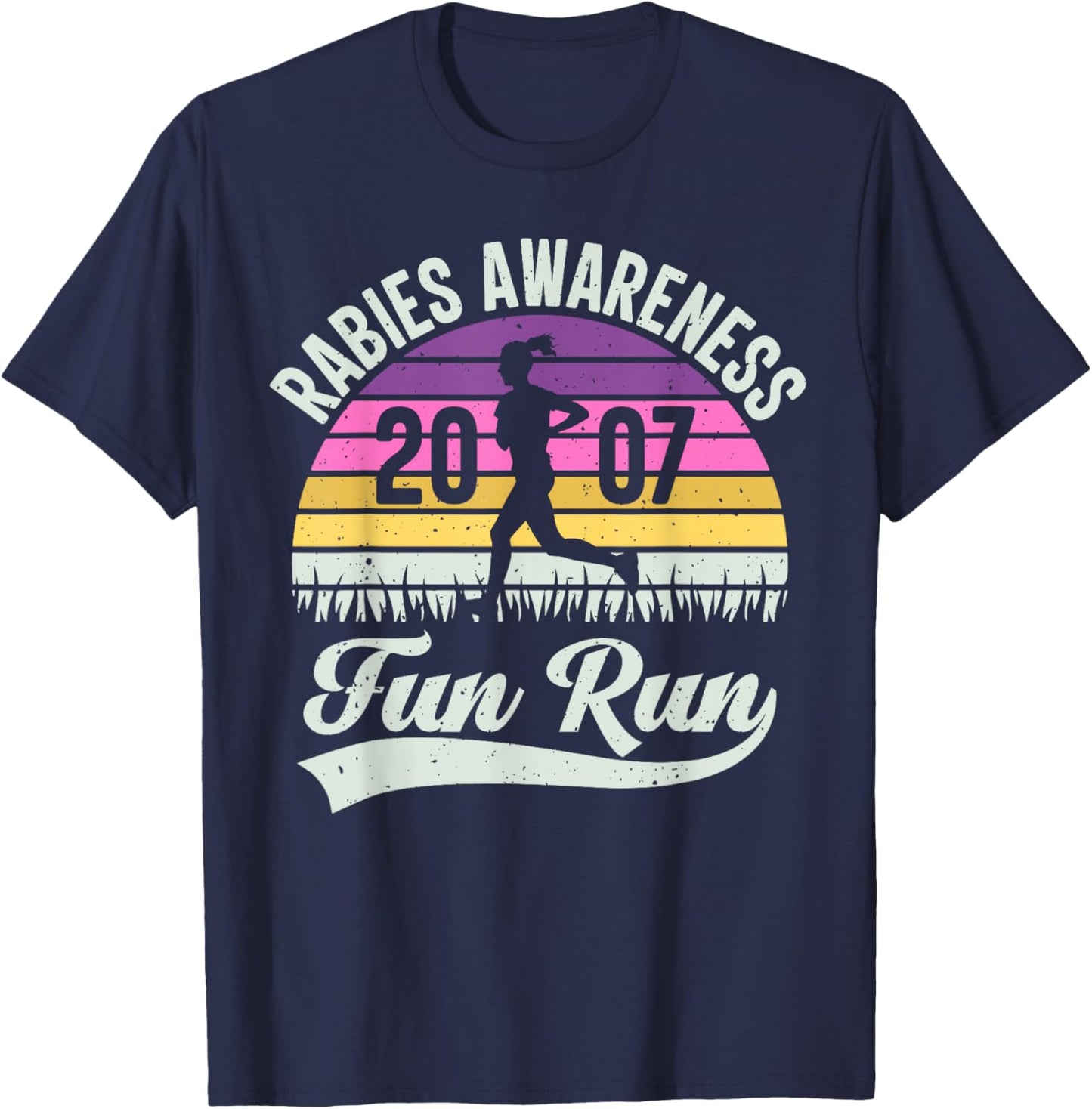 Rabies Awareness Fun Run Funny TV Comedy Running T-Shirt - T-Shirt | Navy
