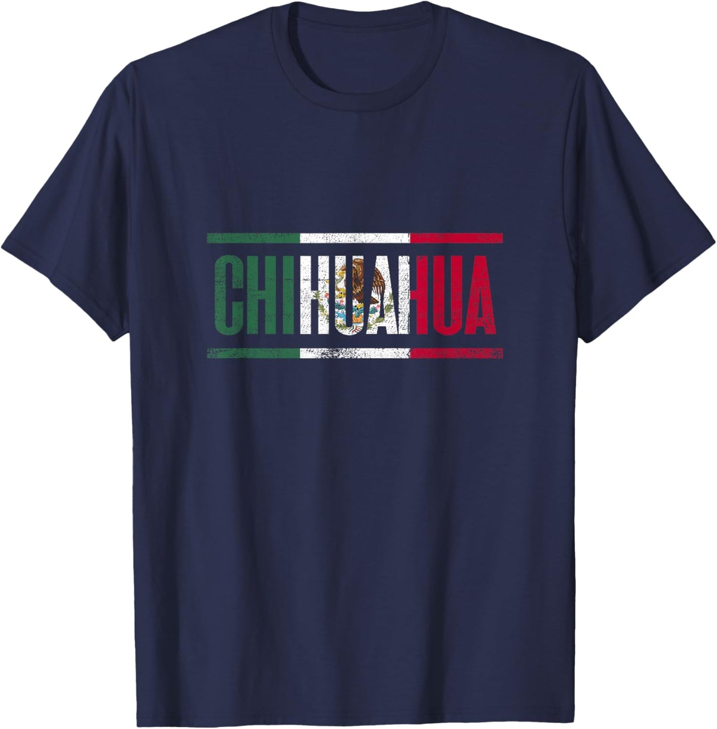 Chihuahua with the Bandera of Mexico T-Shirt - T-Shirt | Navy